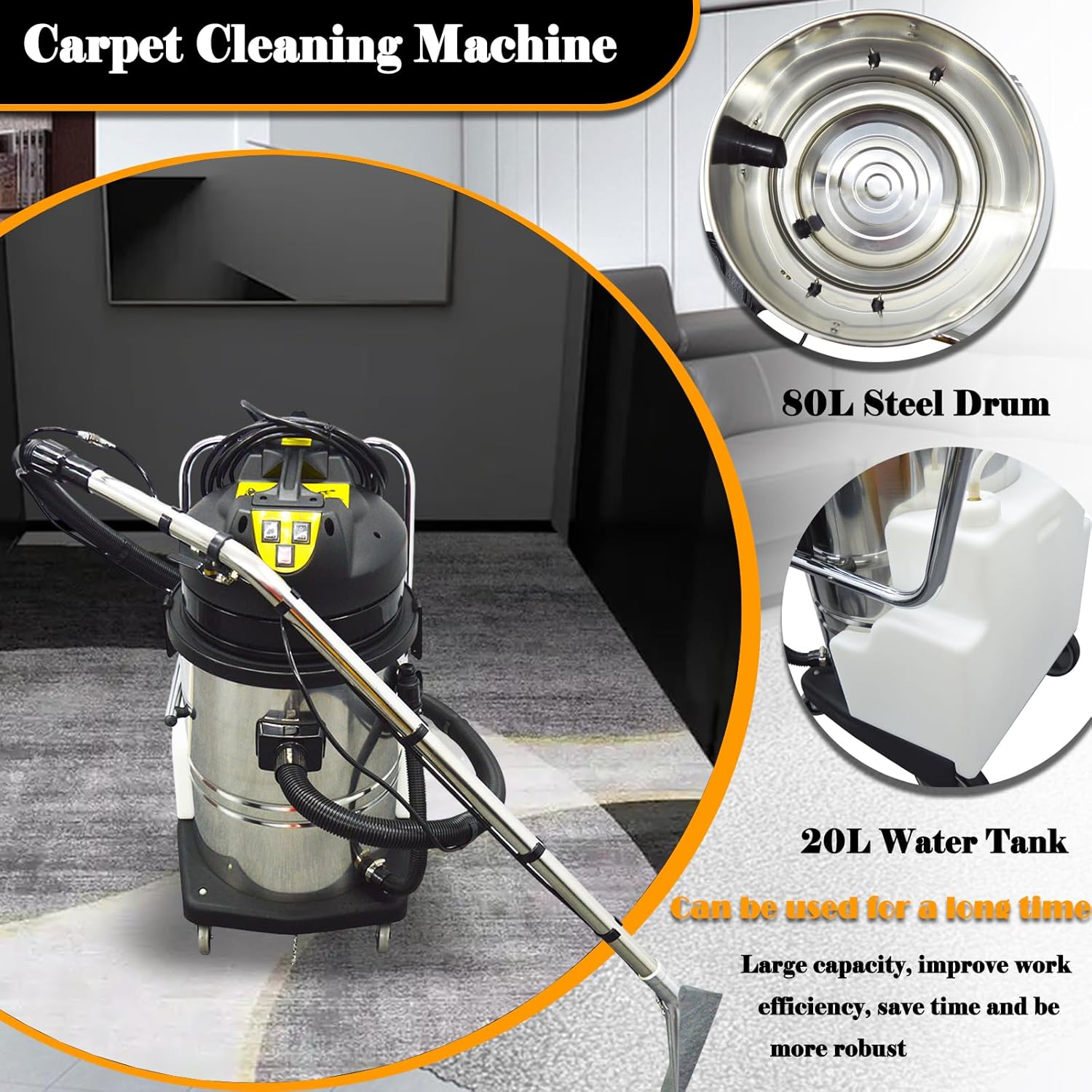 3 in 1 Carpet Extractor Machine 21.1Gal Upholstery Cleaning Machine 2000W Spraying Machine Wet/Dry Cleaning Machine with 6 Joints110V