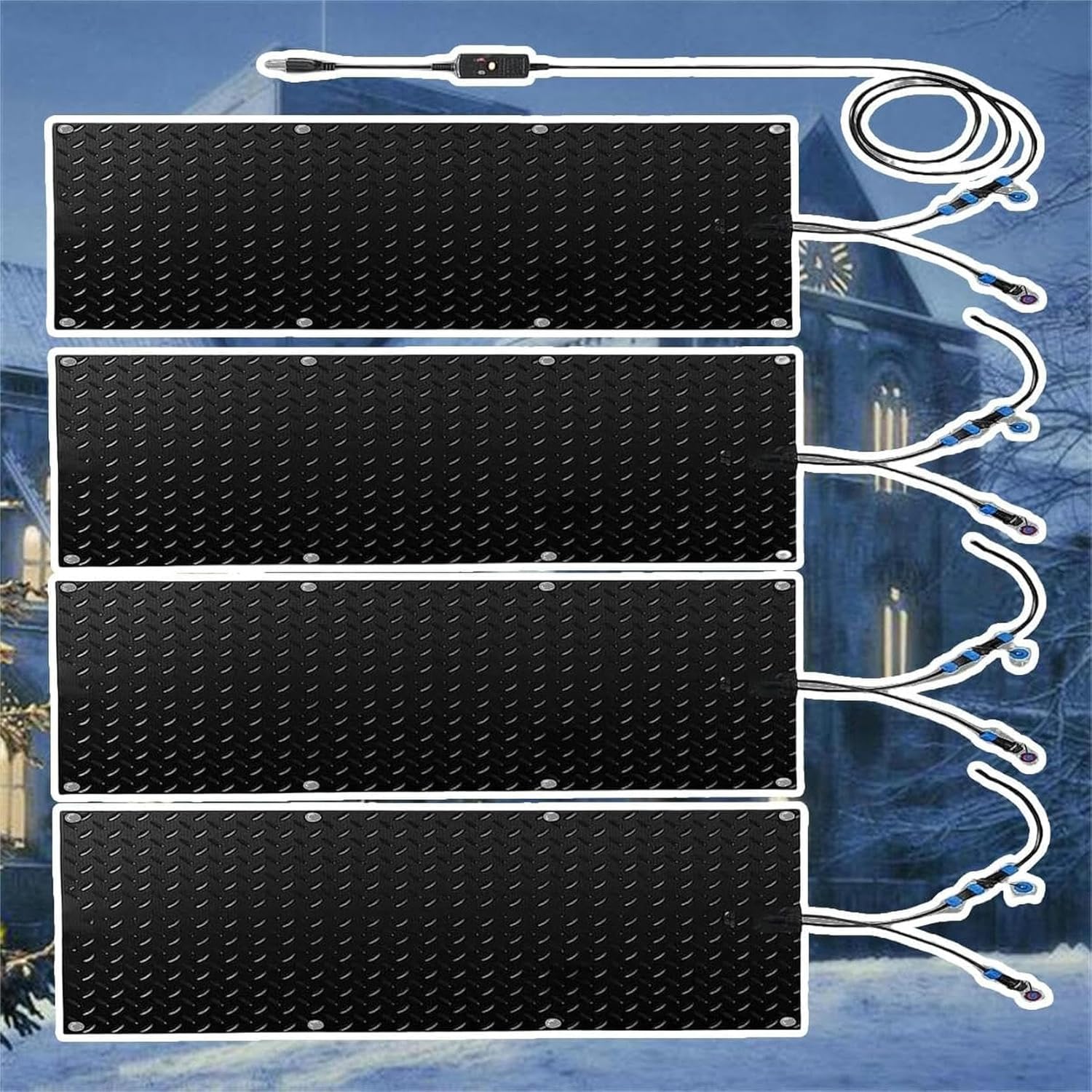 AMNOOL Snow Melting Walkway Mat Roof Heat Panel for Ice Dams Non Slip Rubber Heated Mat Black Roof Heated Outdoor Mats for Winter