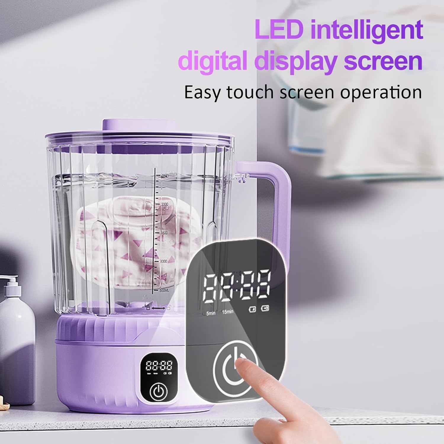 Underwear Washing Machine, Upgrade 2.5L Handle Portable Small Mini Washing Machine for Underwear & Small Clothes, Rechargeable Travel Laundry Washer With Deep Cleaning, for Apartments, Dorms, RVs