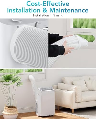 Portable Air Conditioner 12000 BTU, 3-In-1 Cooling/Fan/Dehumidifier AC for 550 Sq.Ft Rooms, 45dB Ultra-Quiet Sleep Mode, Remote Control, 24H Timer, Auto Swing for Bedroom, Office, Living Spaces, White