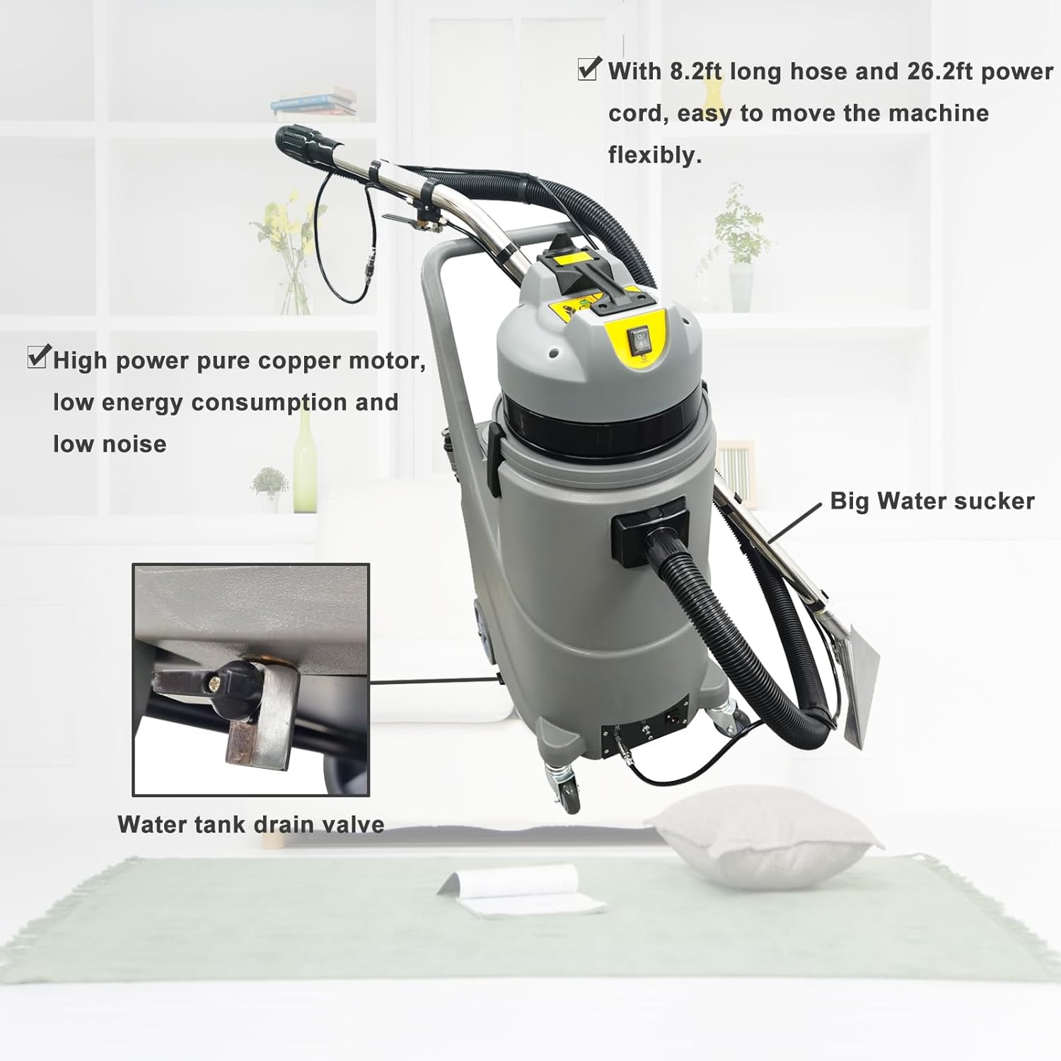 Carpet Extractor Machine 30L 3 in 1 Carpet Cleaning Machine with Sofa Polishing Function 110V 1122W for Corridor Conference Hall and Hotel (Two Packages)