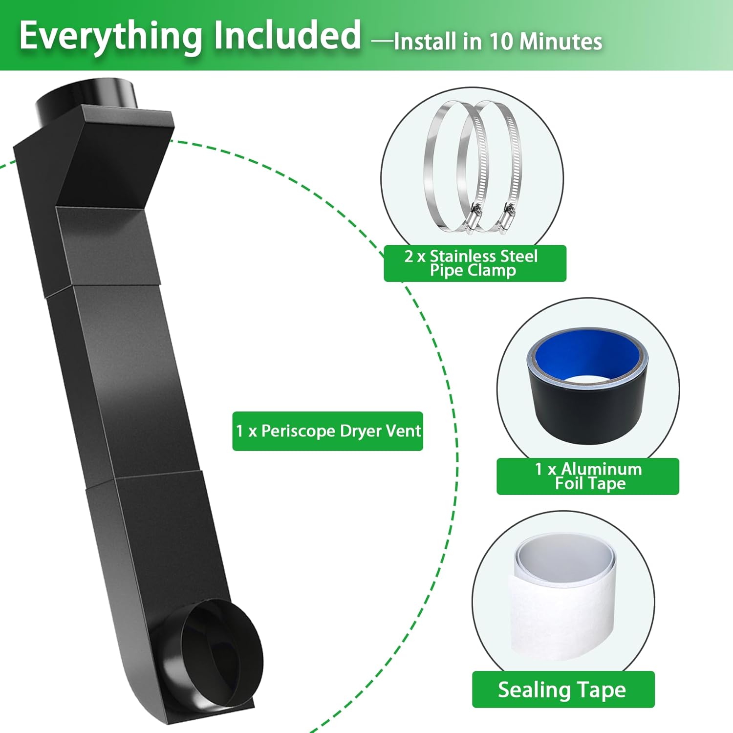 UD48S 4 Inch Stainless Steel Telescoping Dryer Vent Kit, 17.7