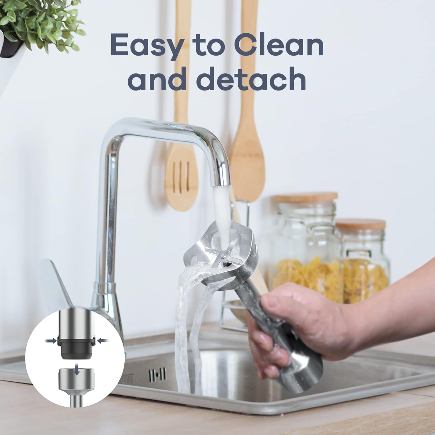 Ganiza Immersion Hand Blender 7 in 1 - Max 1000W Heavy Duty Motor, 15 Speed and Turbo Mode With 1500ml Food Processor and 6 Pieces