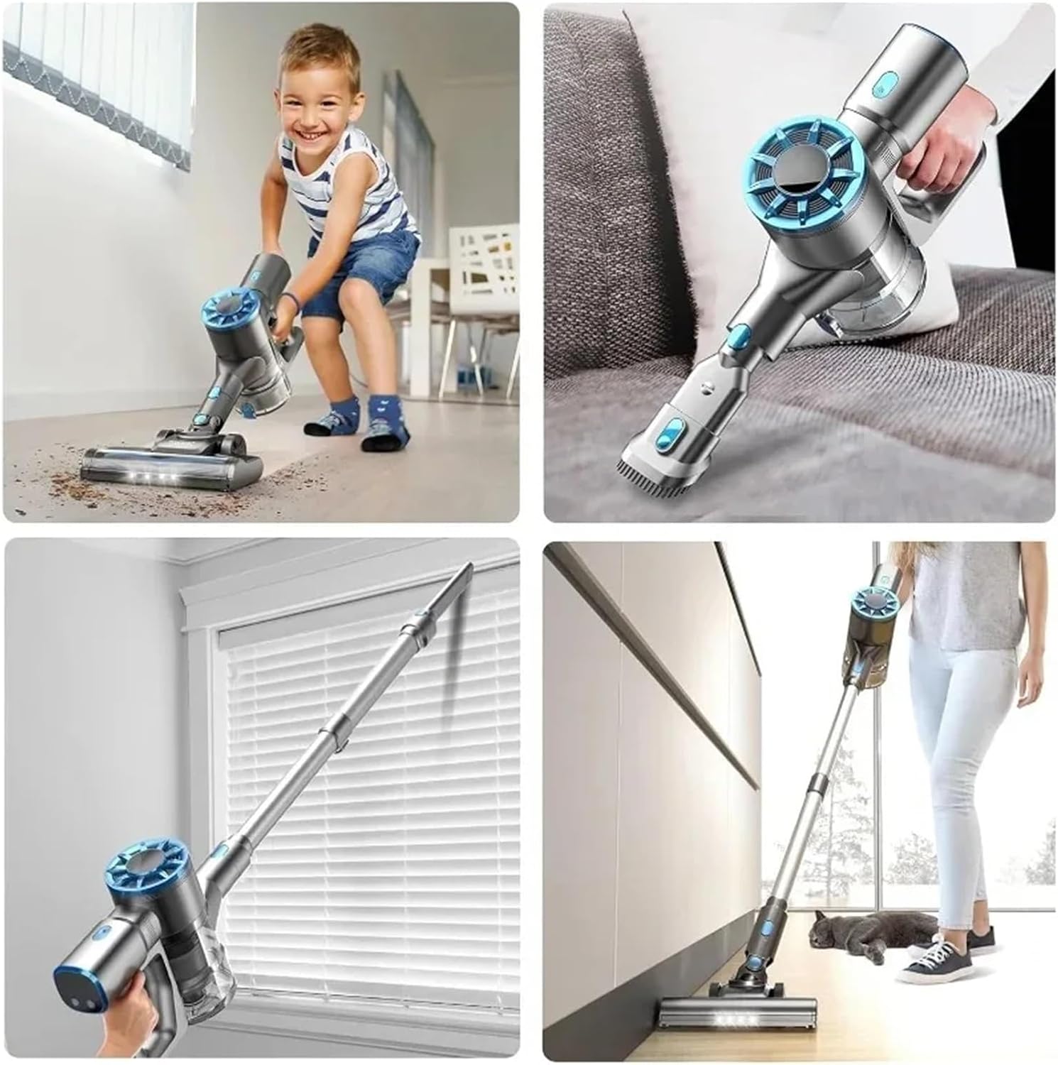 Compatible With TASVAC Cordless Vacuum Cleaner, 8-in-1 Lightweight Stick Vacuum, Self-Standing Design, LED Display For Carpet Hard Floor Pet Hair Home Car Cleaning