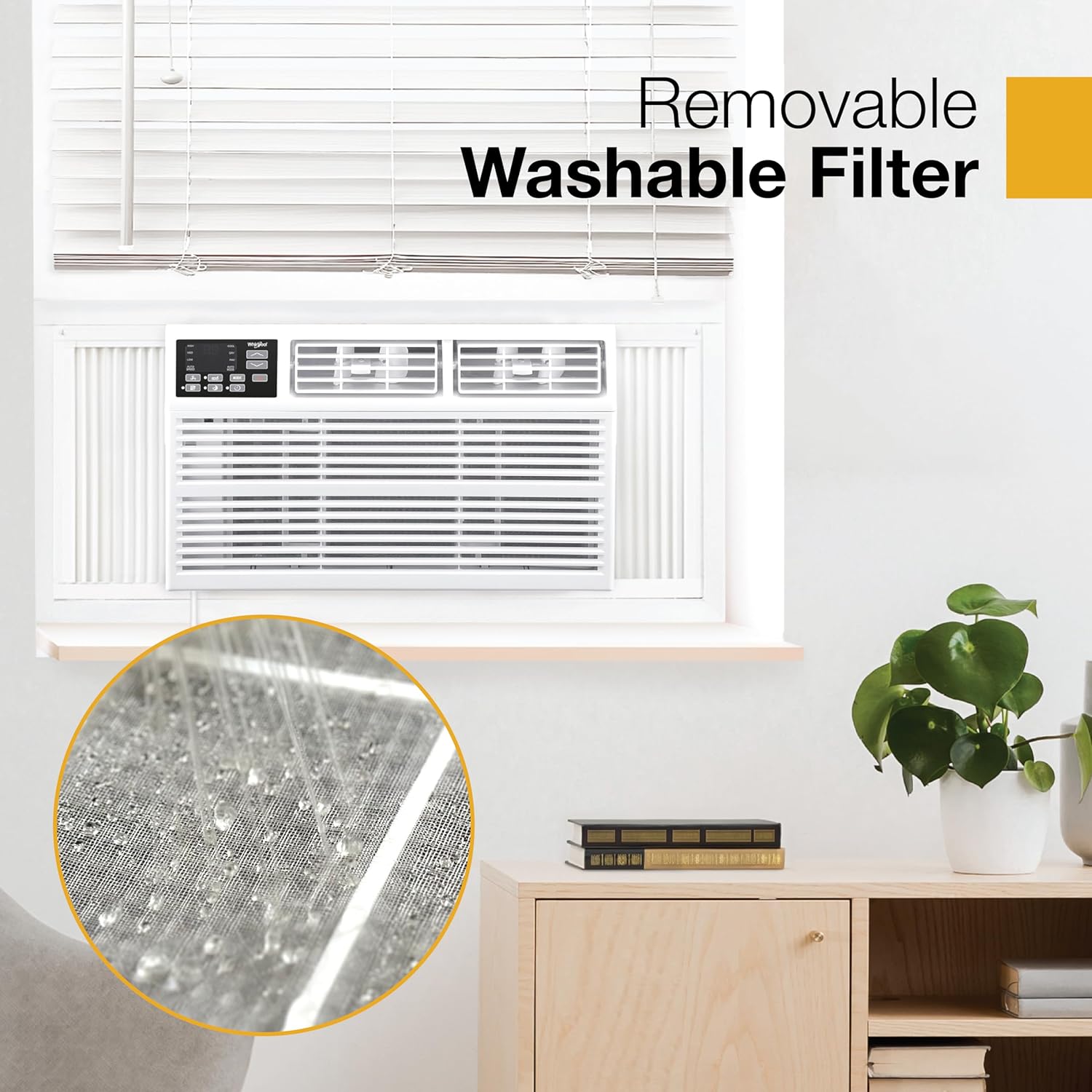 Whirlpool 10,000 BTU Window Air Conditioner with Dehumidifier, 115V, Window AC for Rooms up to 450 Sq. Ft., Living Room, Bedroom, or Kitchen, with Remote Control, Digital Display, and 24H-Timer, White