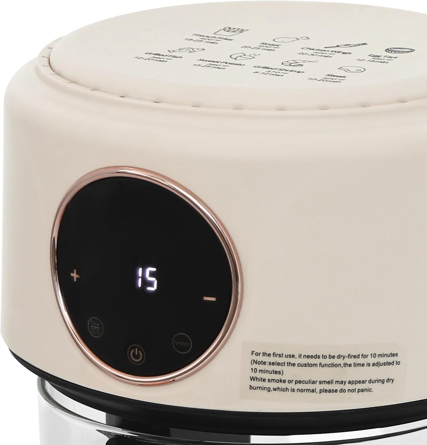 3.8Qt Air Fryer with Viewing Window, 8 Preset Modes, Non-Stick and Dishwasher-Safe Basket, 1200W Kitchen Air Fryer for Grill, Bake, Roast, Fry (White)