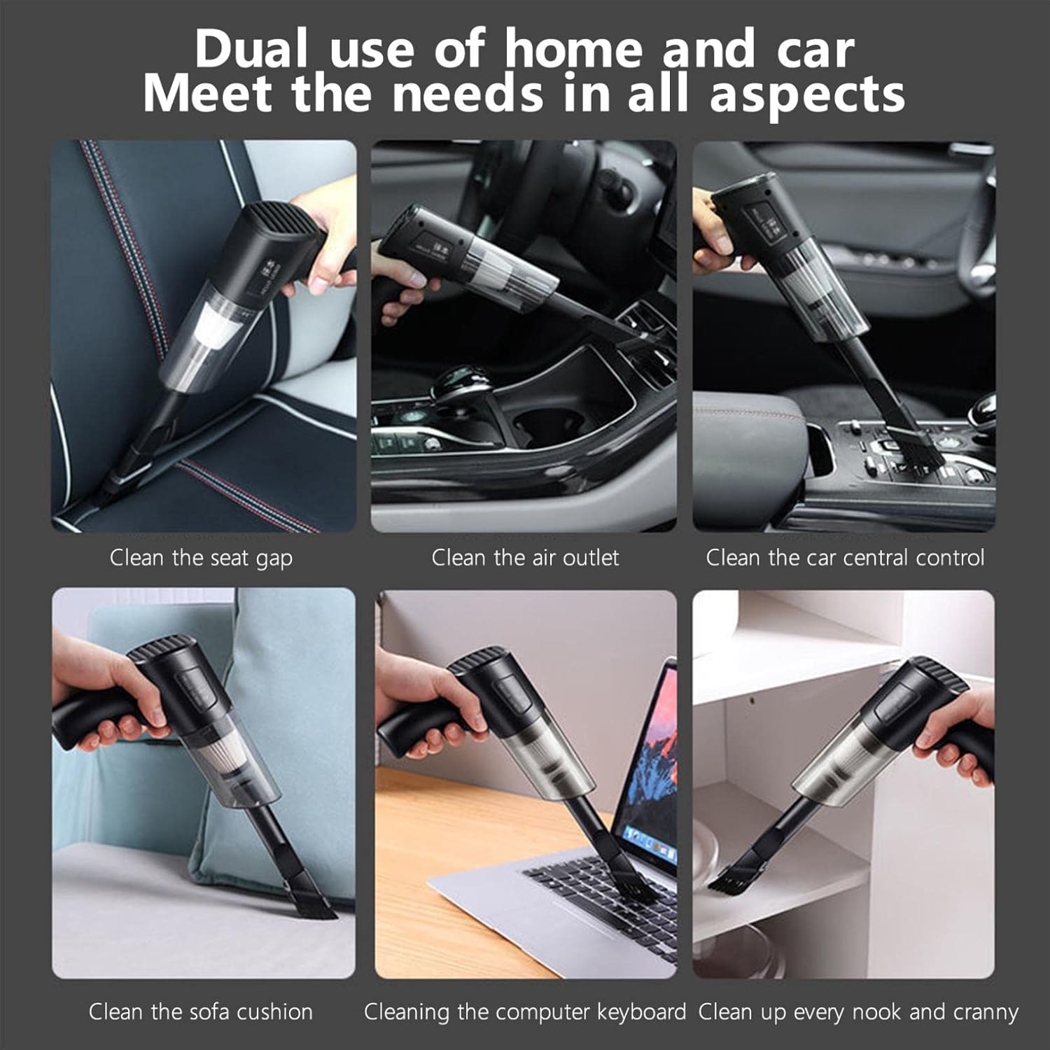 Cordless Handheld Car Vacuum Cleaner,120W Powerful Suction Mini Car Vacuum Cleaner,Portable Dusts Buster with Filter,2 Nozzle Vacuum Cleaner for Home,Office