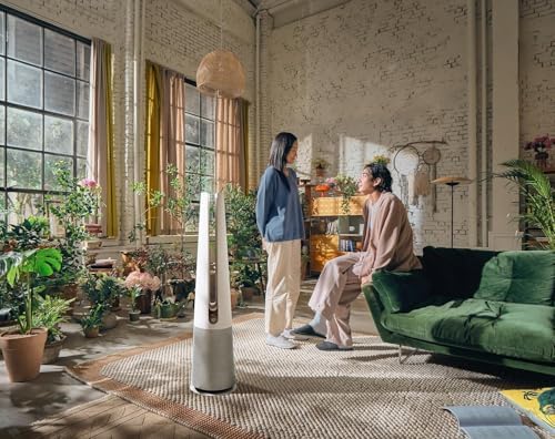 LG PuriCare AeroTower Air Purifier Fan with Heating Mode for Home, Large and Small Room, Bedroom, with True HEPA Filter, Multiple Airflow Options, WiFi, Air Quality Monitor, Low Noise, NanoFiber