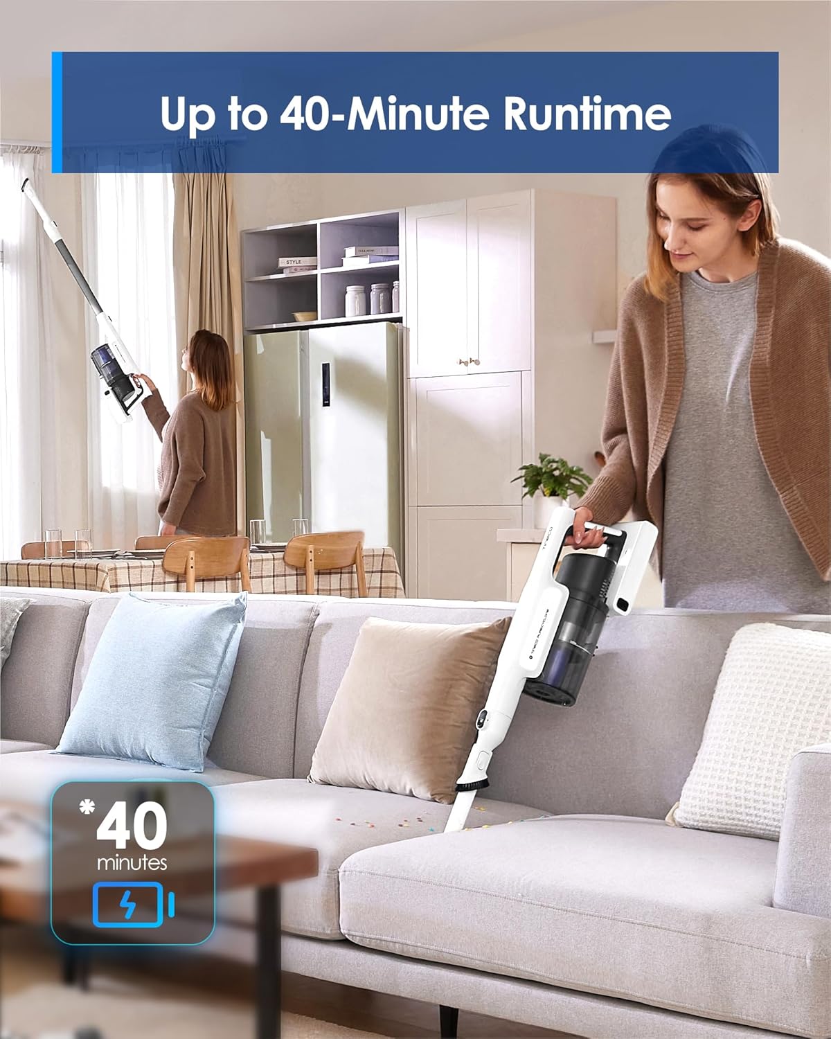 Tineco A20 Cordless Stick Vacuum Cleaner, Up to 40Min-Runtime 3 Modes for Multi-Level Messes & iFLOOR 3 Breeze Complete Wet Dry Vacuum Cordless Floor Cleaner