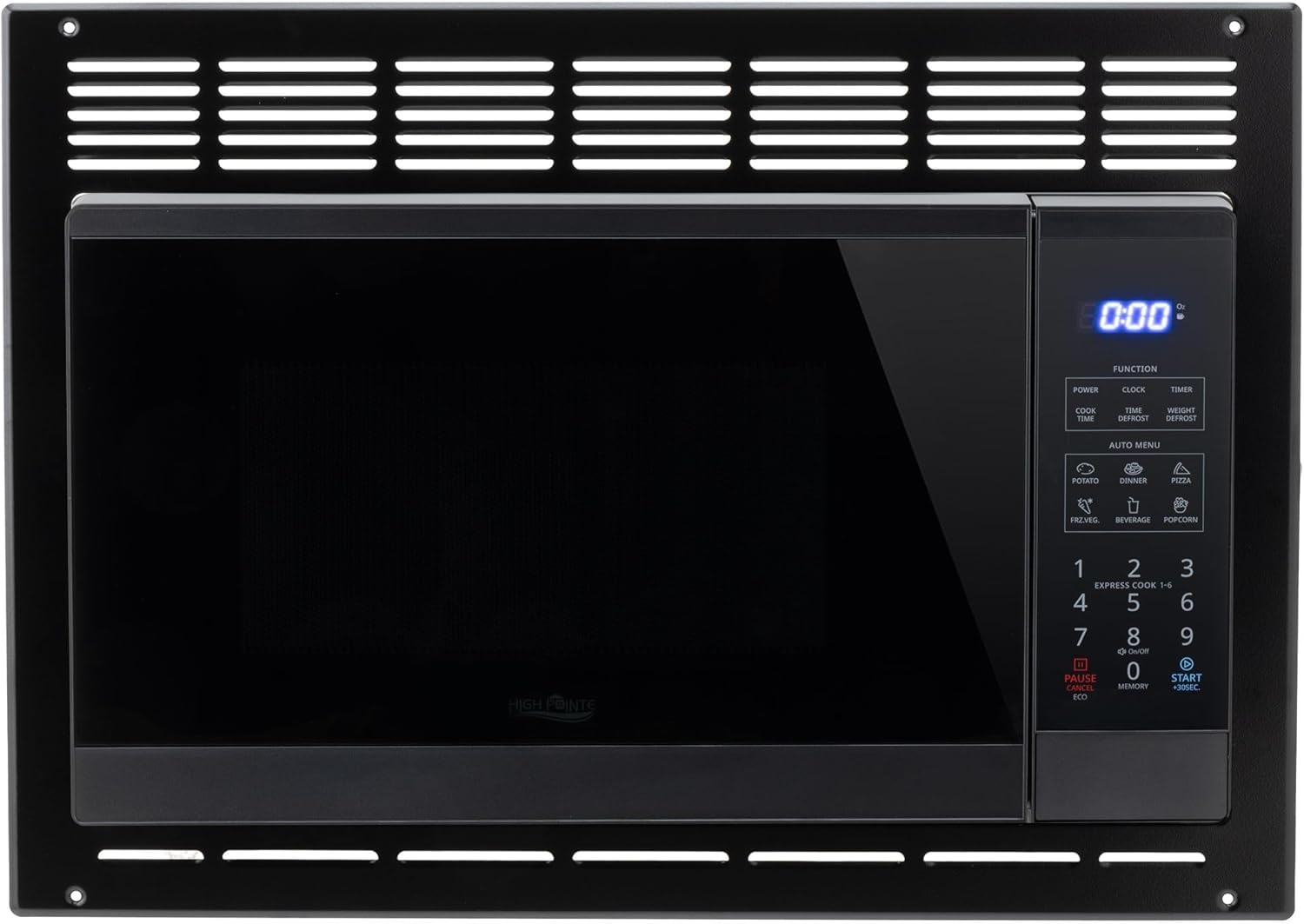 Tough Grade Black 0.9 Cu. Ft. Built-In Microwave with Trim Kit | 120V | Compact Design for RV Cabinets | 10 Power Levels | 6 Auto Cook Options | Child Lock | Eco and Mute Mode