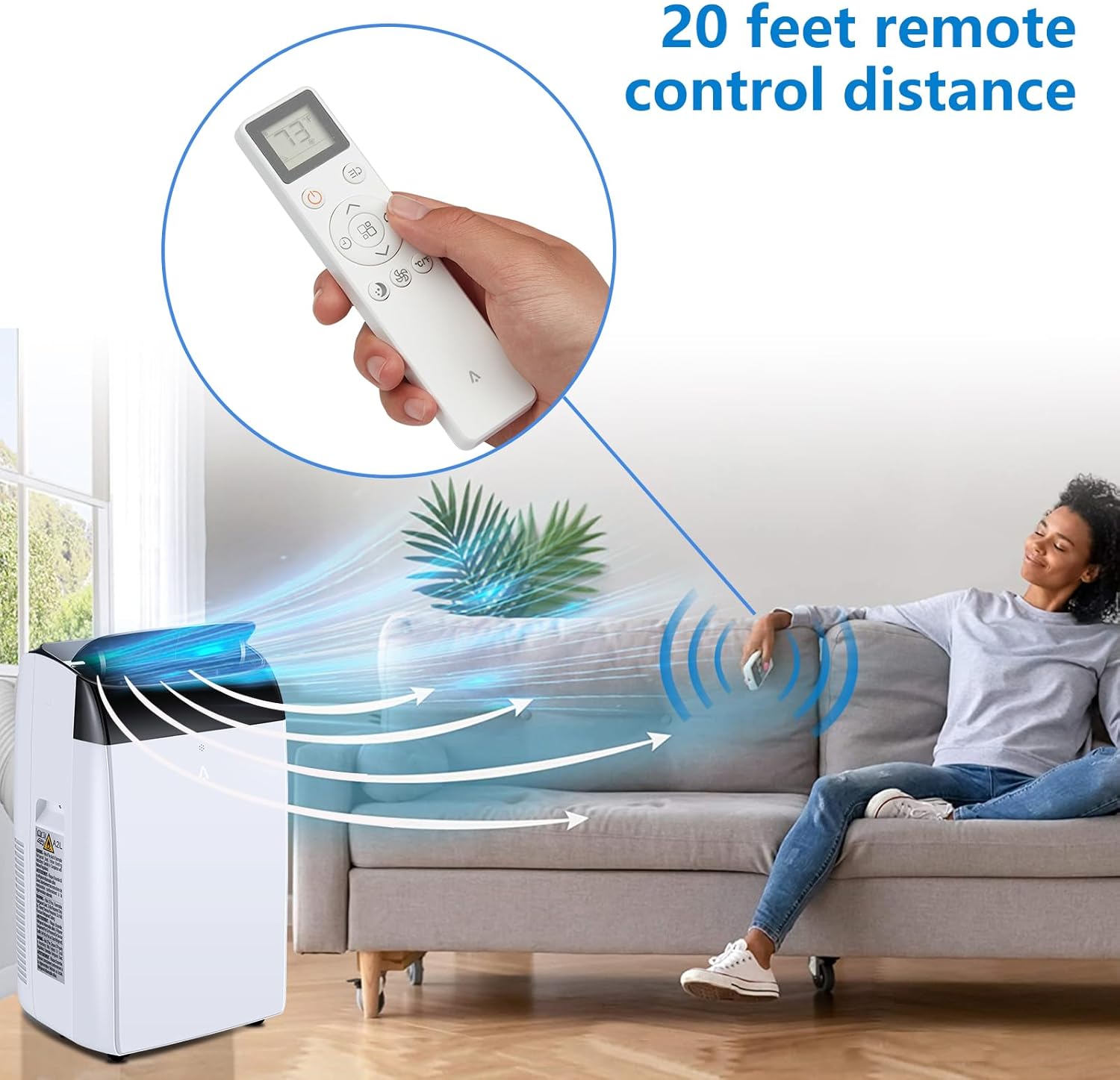Portable Air Conditioner, 12000 BTU Air Conditioner with Remote Control,Quiet AC Unit with Cool, Dehumidifier & Fan Mode, 24 Hour Timer, Room Cooling Up to 450 sq ft