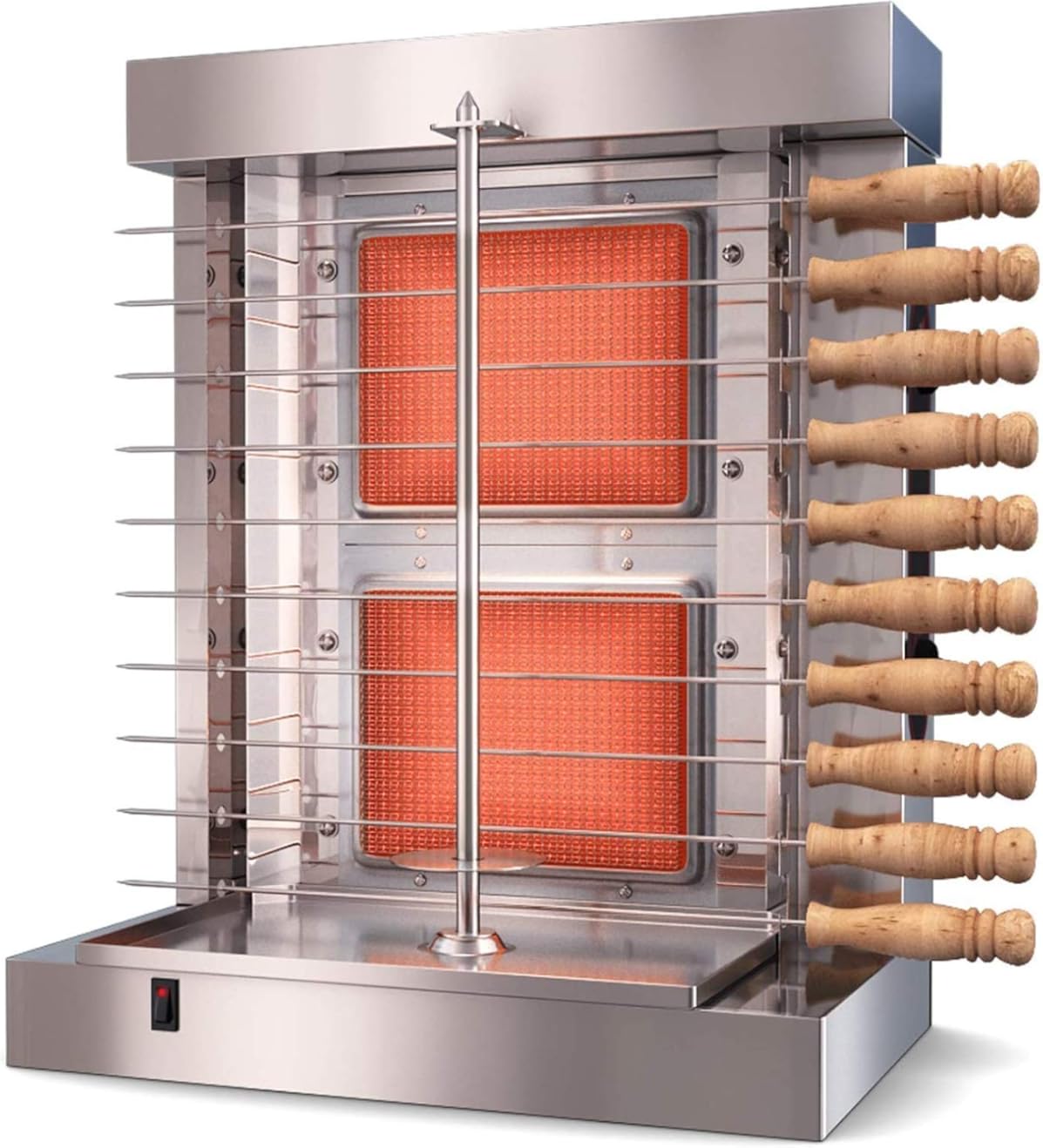 Barbecue Grill Gas Burner Grill - Vertical Broiler - Automatic 2 Burners Machine with 10 Side Skewers Burners Propane Gas