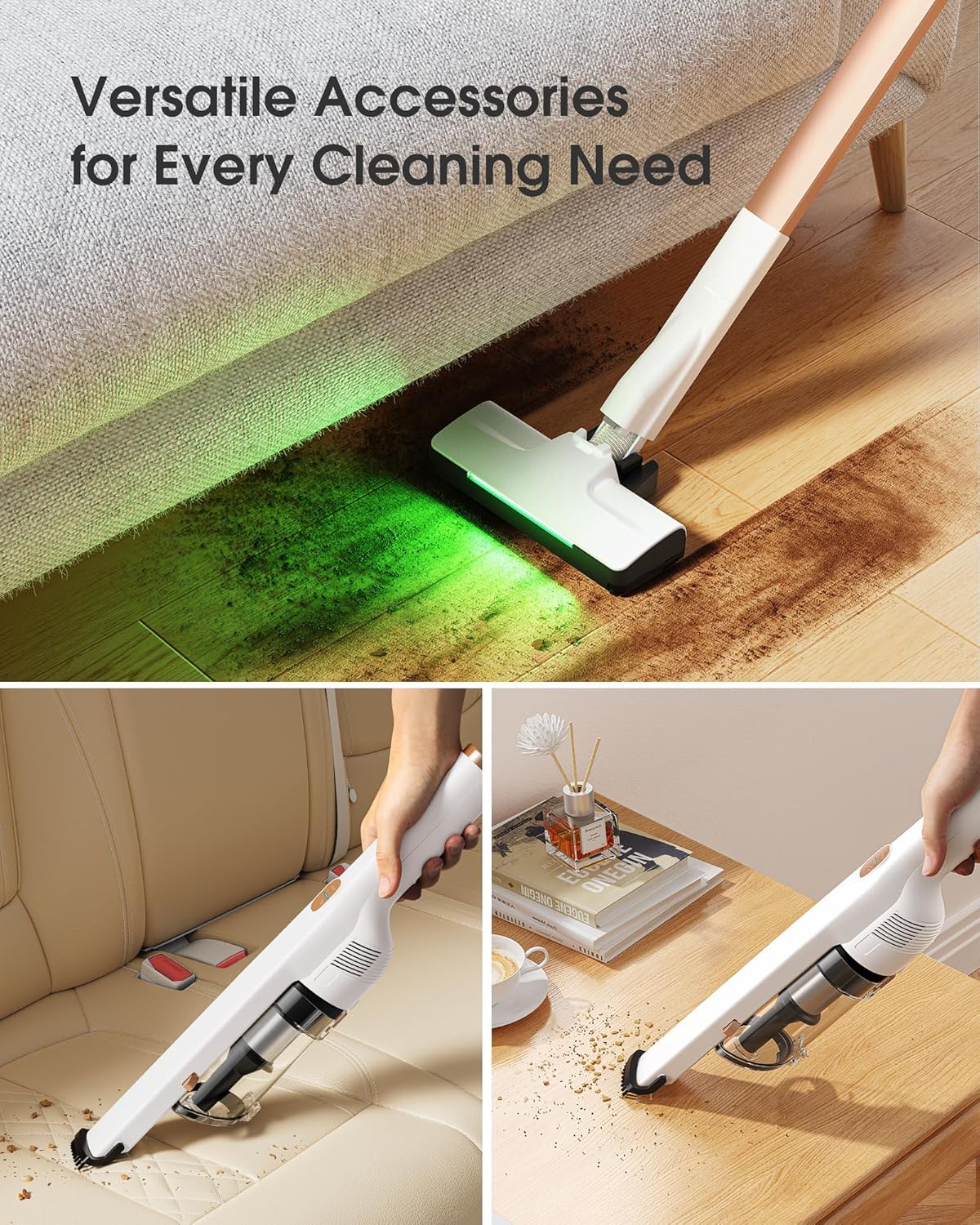 Cordless Vacuum Cleaner, 2.64 lbs Small Lightweight Stick Vacuum Cordless Rechargeable with USB Charging Port, Slim Vacuum Cleaner for Home, Hardwood Floor, Office, RV, Car and Dorm Cleaning