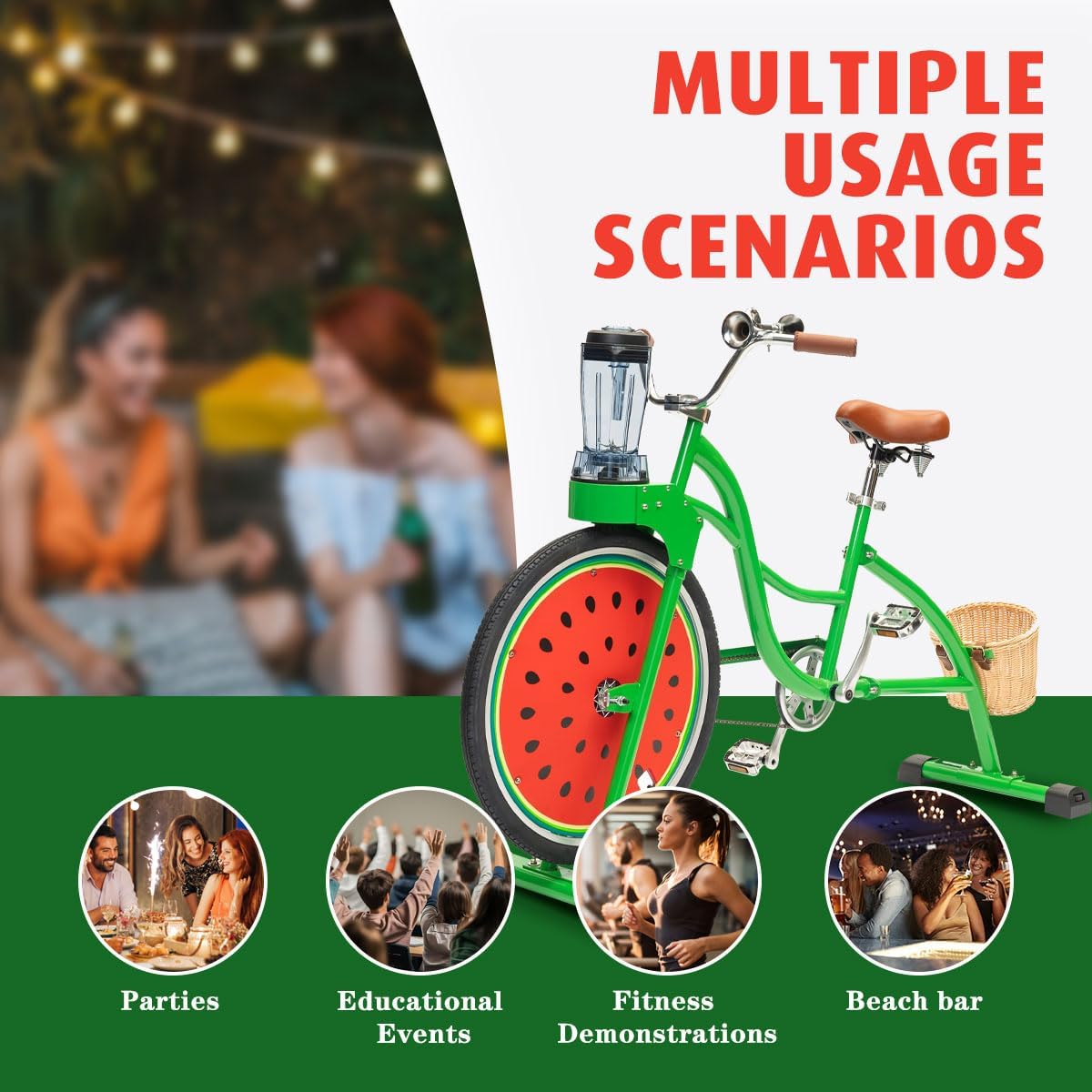 Beach Party Blender Bike - Stationary Smoothie Blender & Juicer Smoothie Bike/customized Cheap juicer blender bike Stationary bike