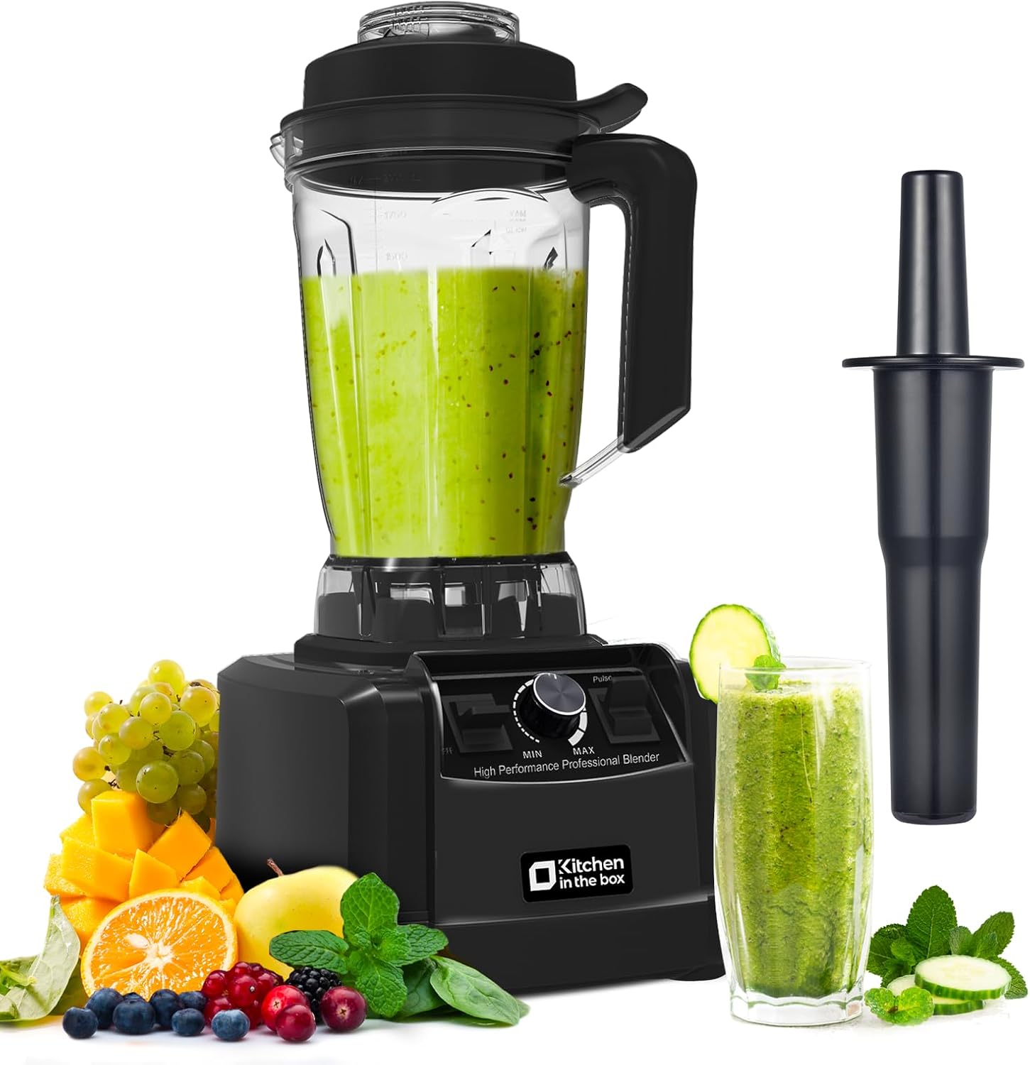 Kitchen in the box Blender 68 OZ - 1500 Watt Kitchen Smoothie Blenders Large Capacity, Professional Blender Making Frozen Drinks, Ice Crushing, Protein Shakes, BPA Free (Black)