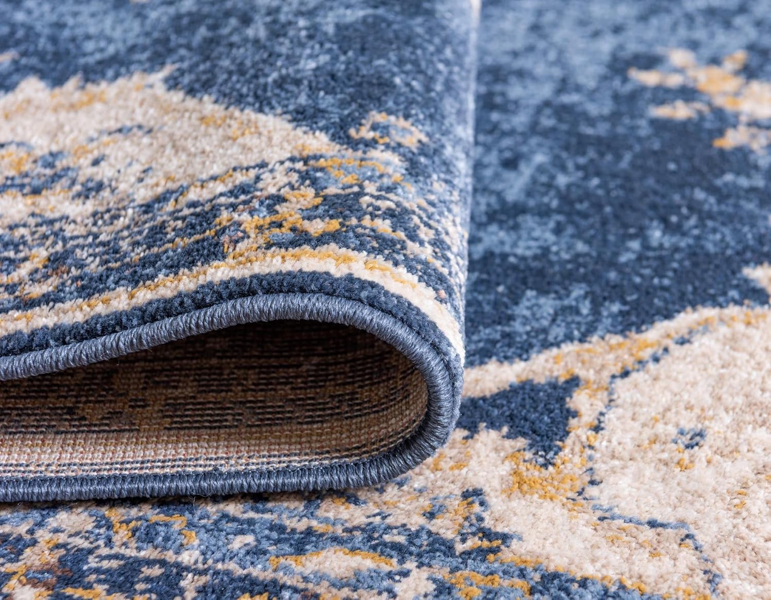 Unique Loom Utopia Collection Traditional Classic Vintage Inspired Area Rug with Warm Hues (9' 0 x 12' 0 Rectangular, Navy Blue/Beige)