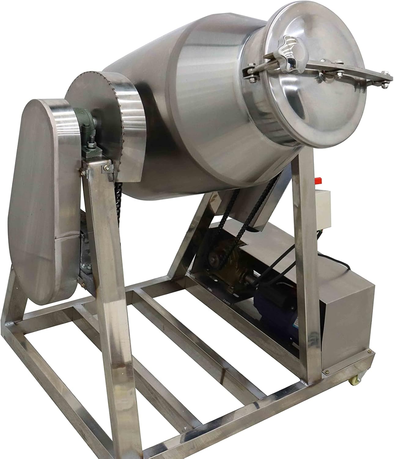 INTSUPERMAI Dry Powder Mixer Mixing Machine Stainless Steel Drum Blender Mixing Machine Particle Blender Powder Mixer Metal Metallurgy Powder Food Material Abrasive Blender 110V 100L