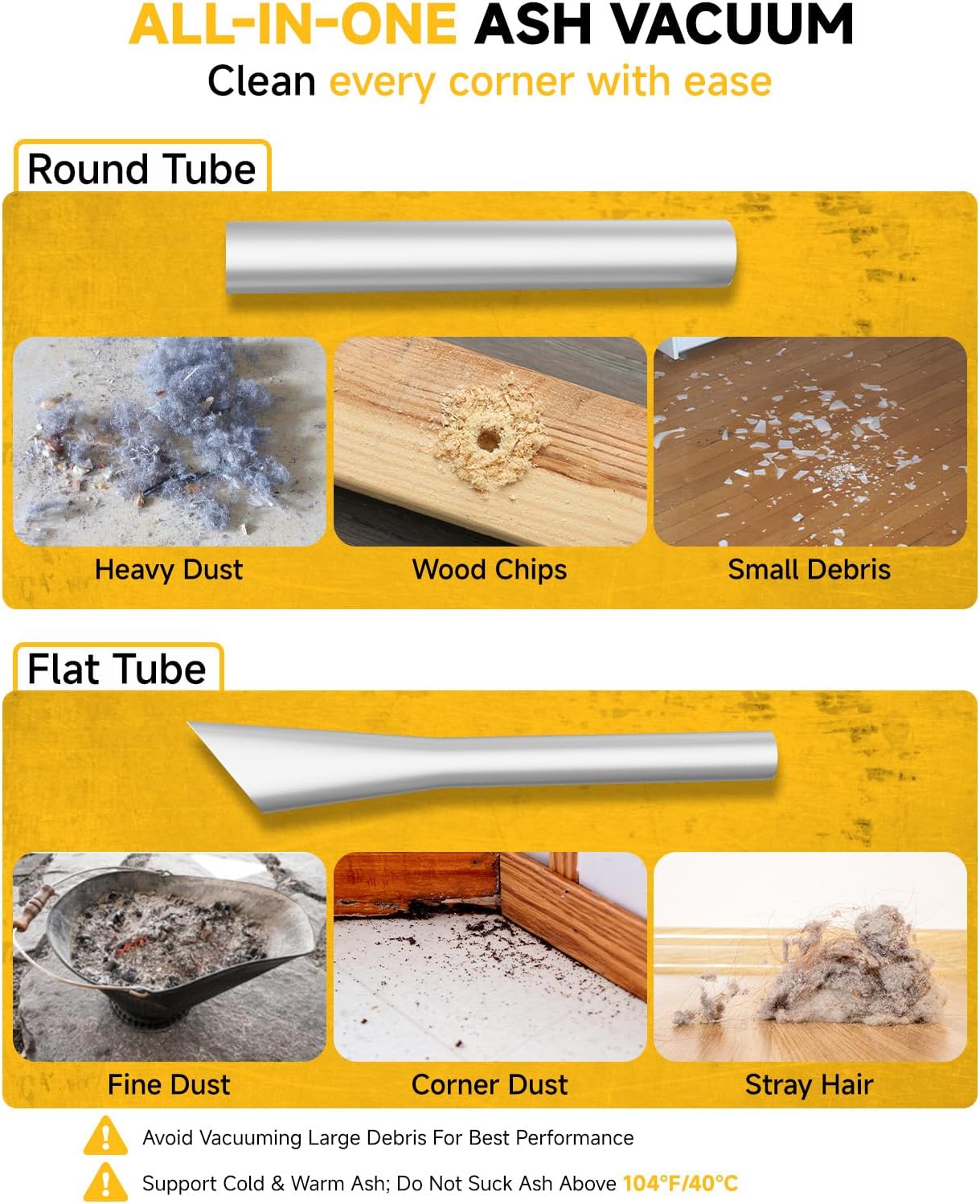 Cordless Ash Vacuum for Pellet Stoves, for DEWALT 20V Max Battery, Pellet Stove Vacuum Cleaner with 2 HEPA Filters, Powerful Suction, 4 Gallons & 4 Wheels, 38