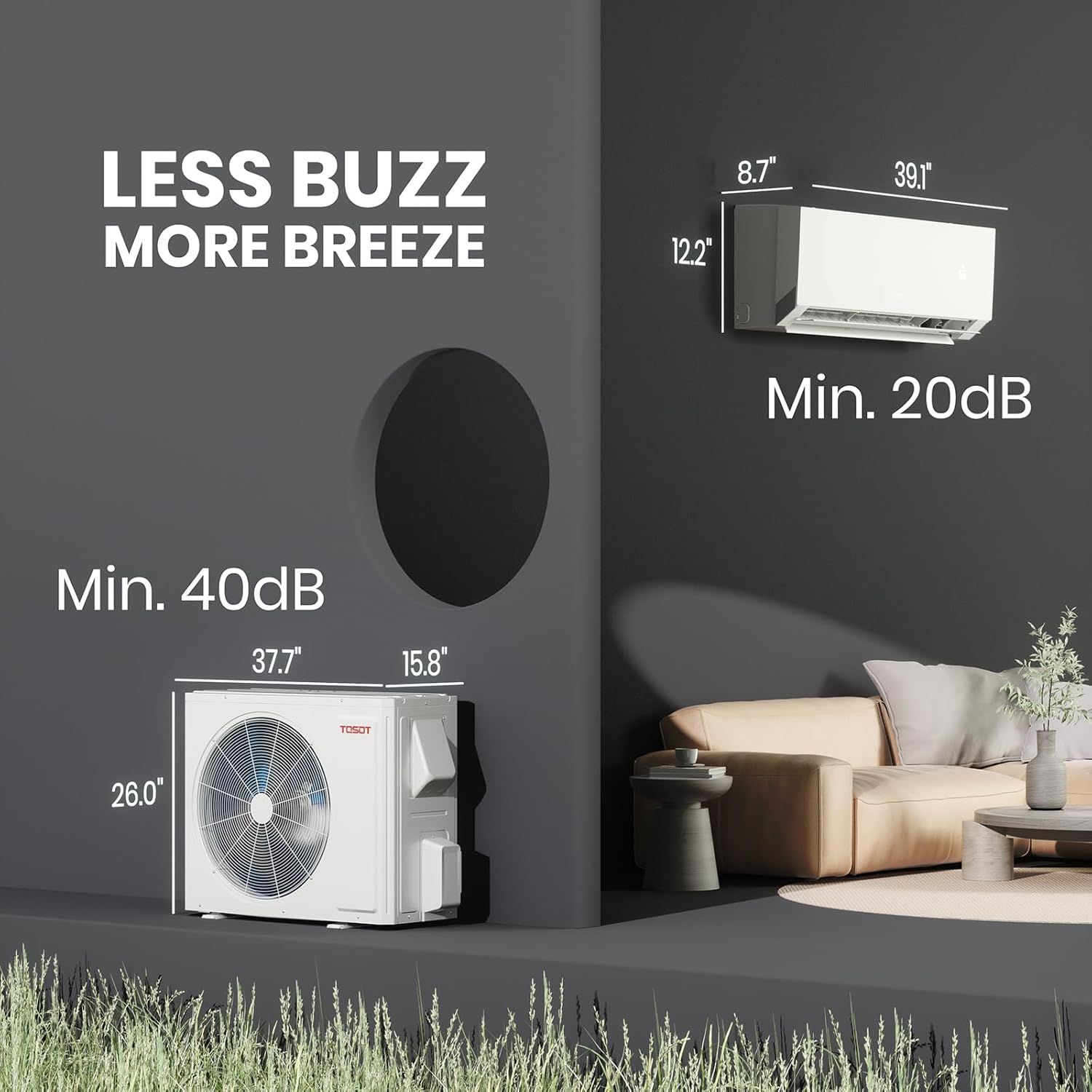 TOSOT 18,000 BTU 24.5 SEER2, Energy Star Mini-Split Air Conditioner and Heating, WiFi-Enabled Ductless Inverter AC Unit, Supports ERV System Add-On, 208-230V, Aoraki Series, White