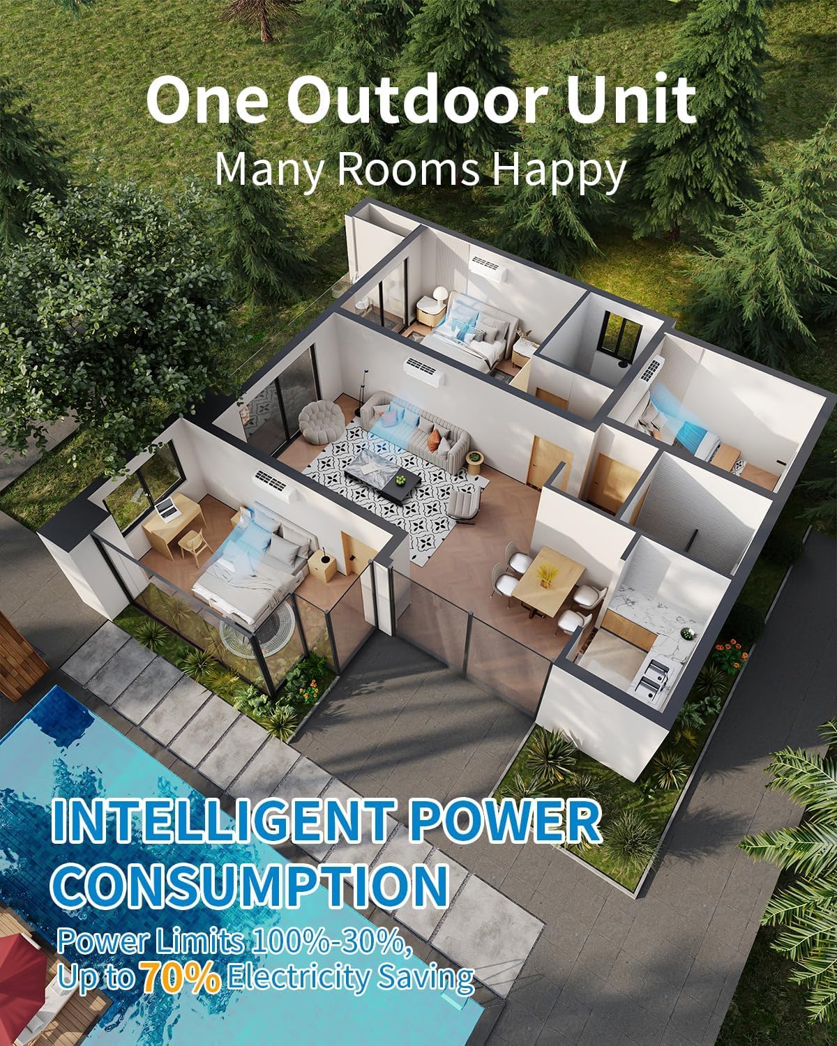 20K BTU Dual 2 Zone Mini Split Air Conditioner, 20 SEER2 12000 + 12000 BTU Wifi Enabled Ductless Mini Split AC with Pre-Charged Condenser, Heat Pump & 16ft Installation Kits, 208-230V