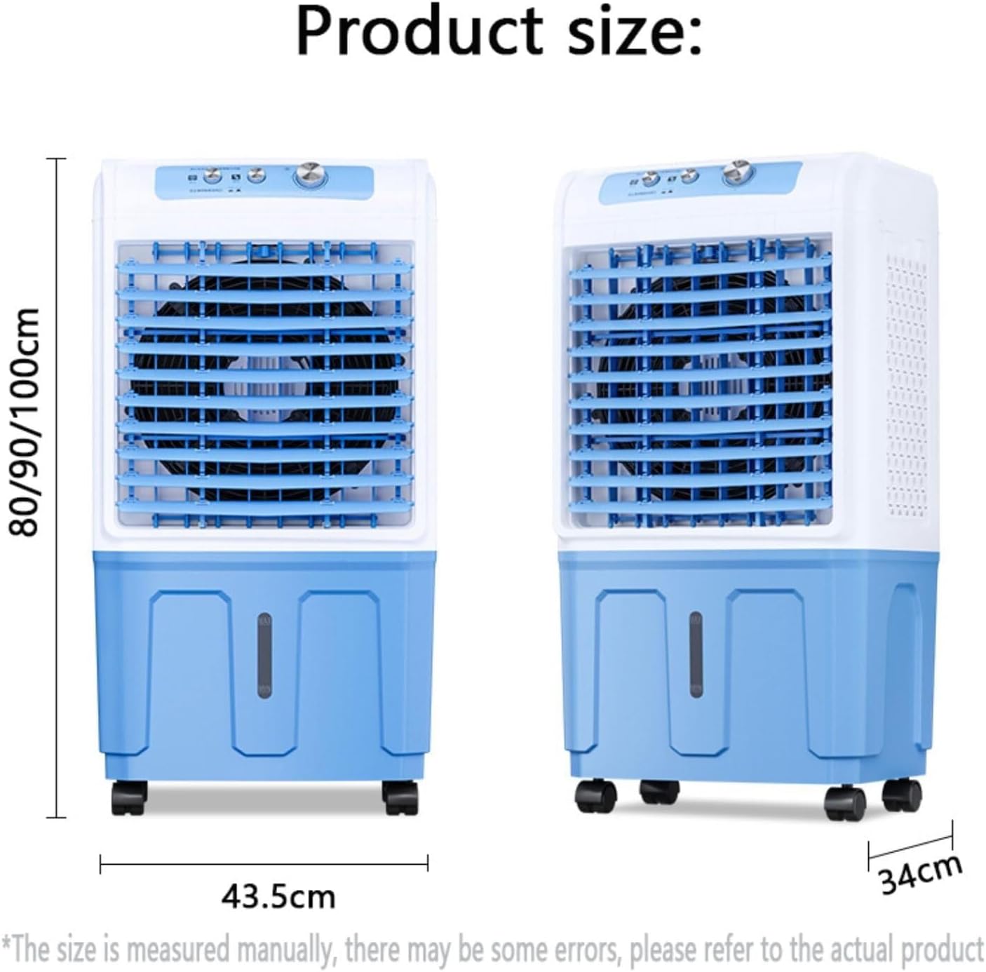 Windowless Portable Air Conditioner 3-IN-1 Evaporative Air Cooler with Copper Motor, Large Water Tank, Ice Packs & 120° Oscillation for Indoor & Outdoor Use(90CM)