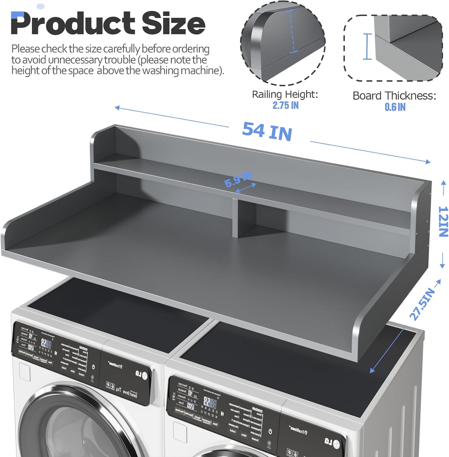 2-Tier Washer and Dryer Countertop with 2.75