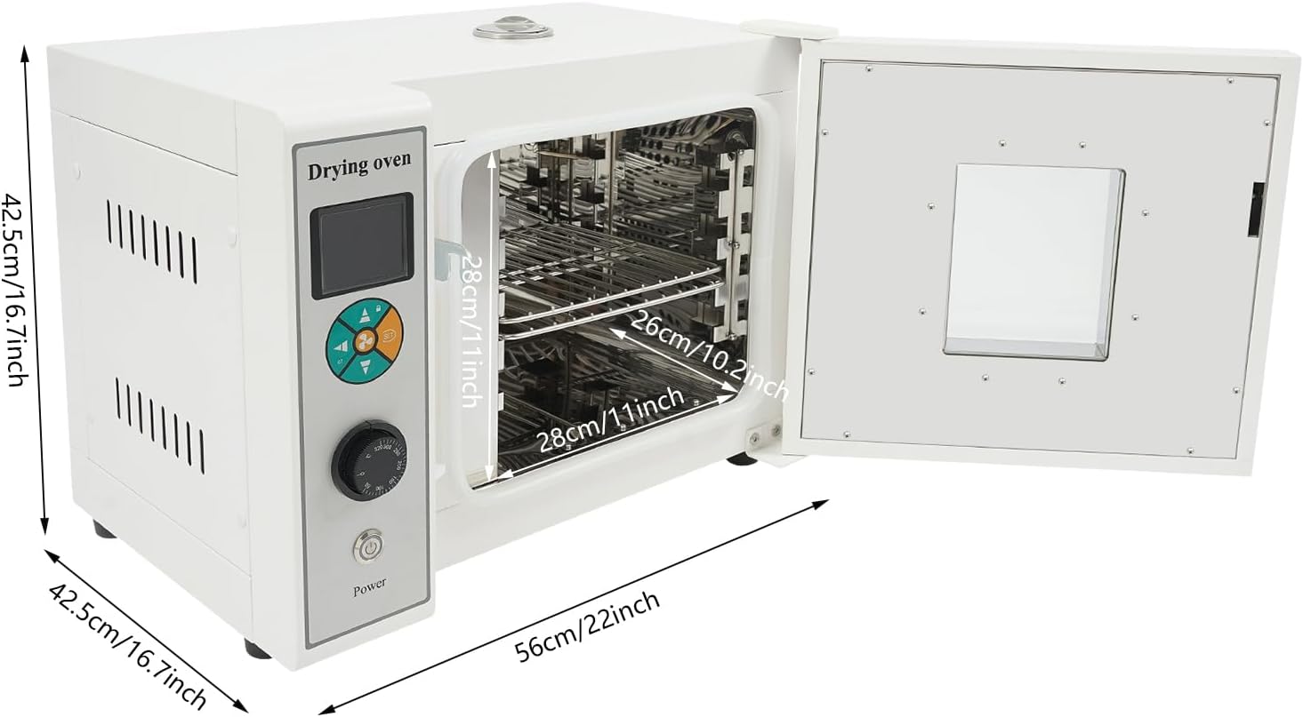 Lab Convection Oven Air Dryer Drying Oven Digital Forced Air Convection Drying Curing Box Industrial Laboratory Use Stainless Steel Electric Heating Ovens,50~572℉ (White)