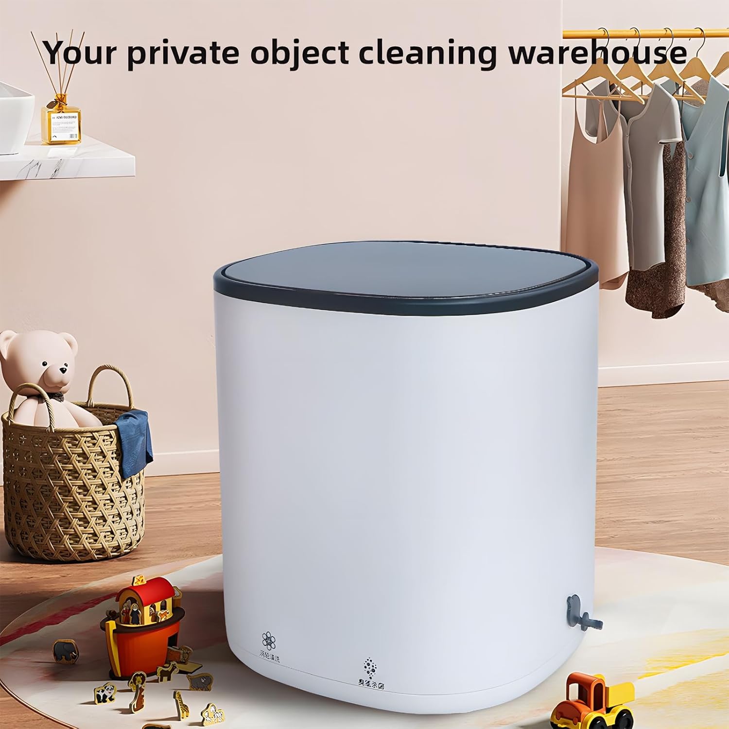 Mini Automatic Underwear Washing Machine, Portable Mini Washing Machine, Deep Cleans Underwear,Baby Clothes,Small Laundry,Automatic Spin Dry,Hot Air Dry,Ozone Deep Clean (White+Ozone, Plug in)