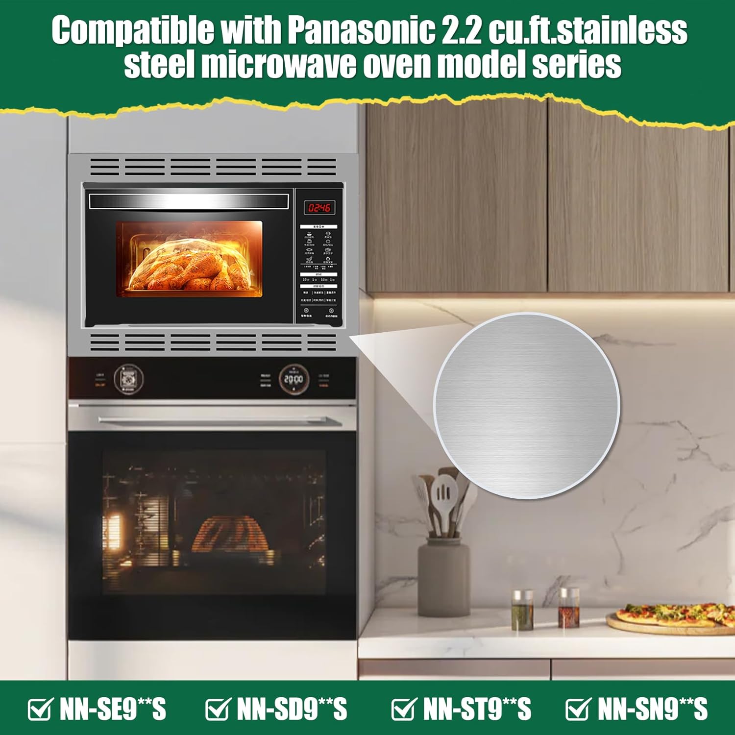 NN-TK922SS 27-inch Microwave Trim Kit Compatible with Panasonic Microwave Ovens, for 2.2 Cubic Feet Microwave Oven, Built-in Stainless Steel 27