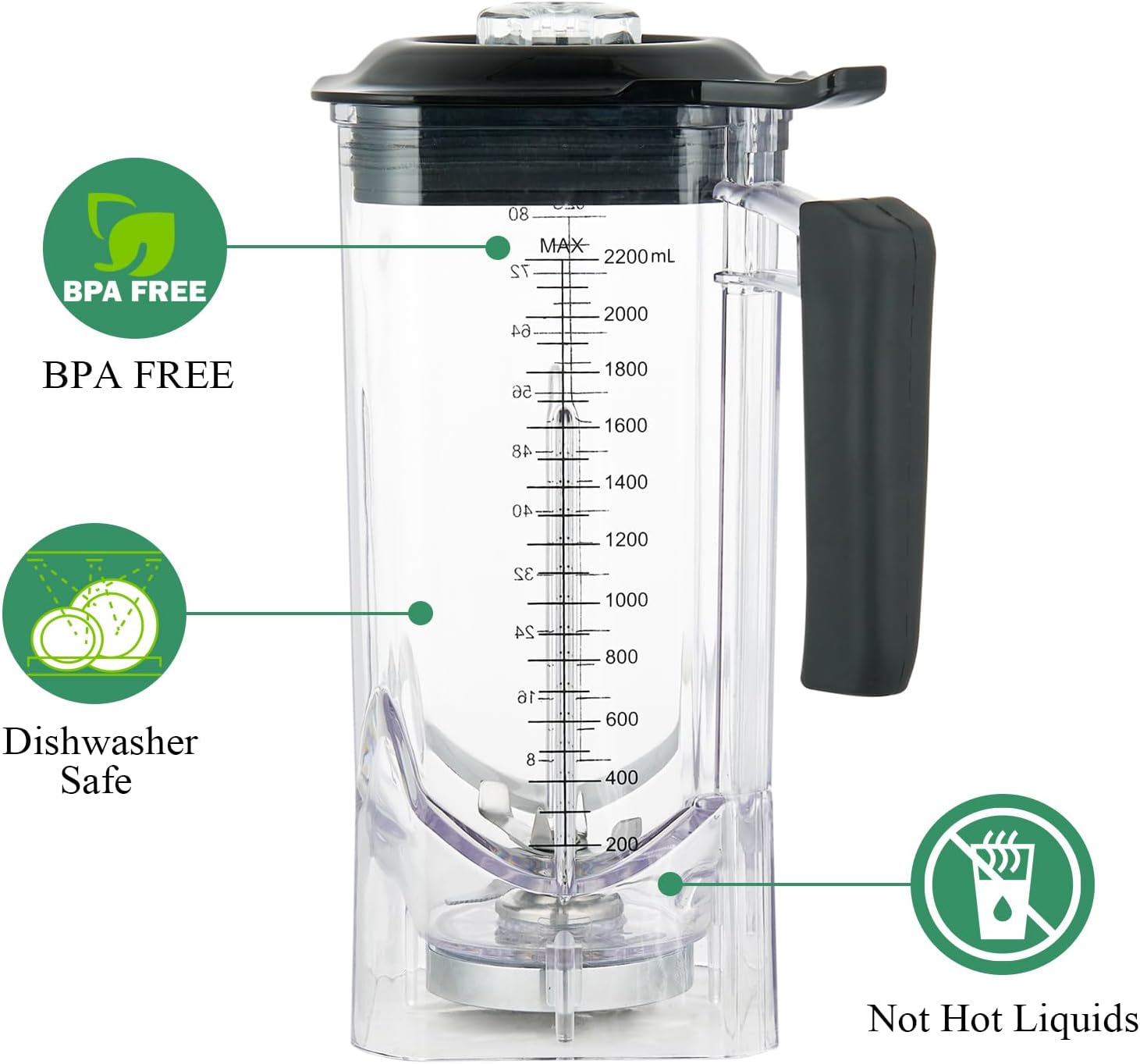 Commercial Blender for Smoothies 2200W With Soundproof Cover, 2200 ML, 15 Speeds, 6-leaves Stainless Steel Blade, Heavy Duty Blender for Restaurant, Smoothie, Ice Crush, Shakes, 9.5