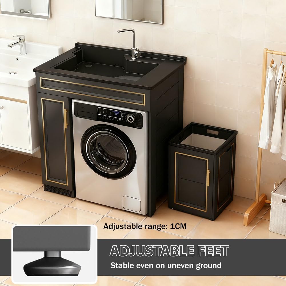 Multifunctional Washing Machine and Sink Combination Unit, Laundry Cabinet with Sink, Suitable for Placement Above Washing Machines and Dryers, Includes Faucet,Left 80 * 60cm