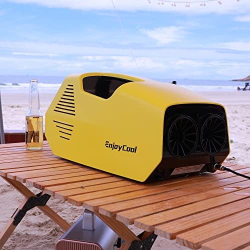 Portable Rotary Mini Air Conditioner,10' Cooling Down,Trucks & Solar Panel Charging,Perfect for Outdoor Events, Traveling, Car Camping,Yellow