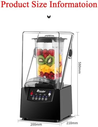 Super Quiet Commercial Blender with Soundproof Enclosure, Heavy Duty Ice Crushing Machine, Self-Cleaning 4D Blades, Perfect for Smoothies, Soups & Frozen Drinks - 2 Crushed Cups Included