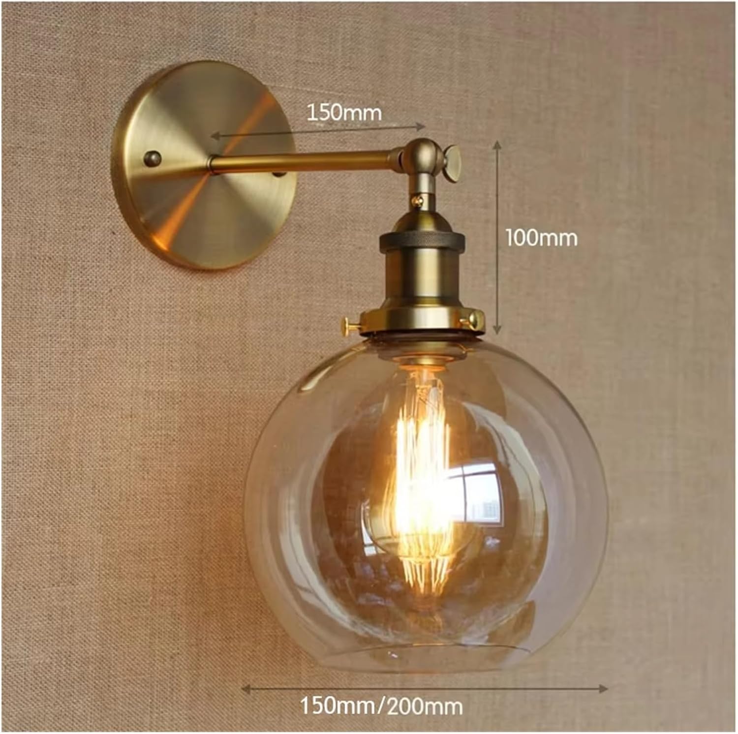 American Vintage Wall Lamps Glass Ball Retro Loft Sconces Bedroom Living Room Hallway Light Fixtures,Household