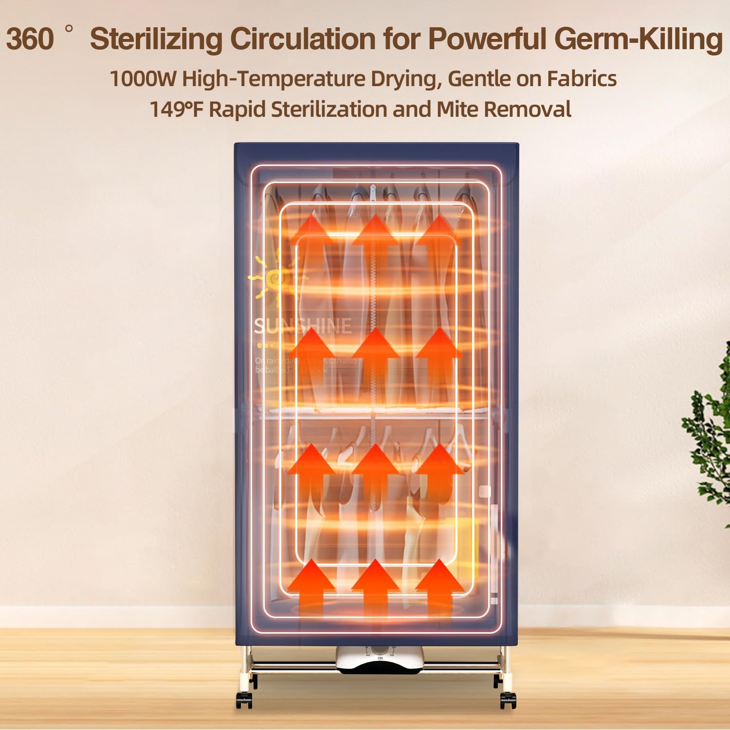 Portable Clothes Dryer, 1000W Portable Dryer Double Layers Portable Dryers for Laundry Stainless Steel Drying Machine Clothes Dryer for Apartments Home Dorms RVs with Timer and Fabric Cover CHOCHOYAH