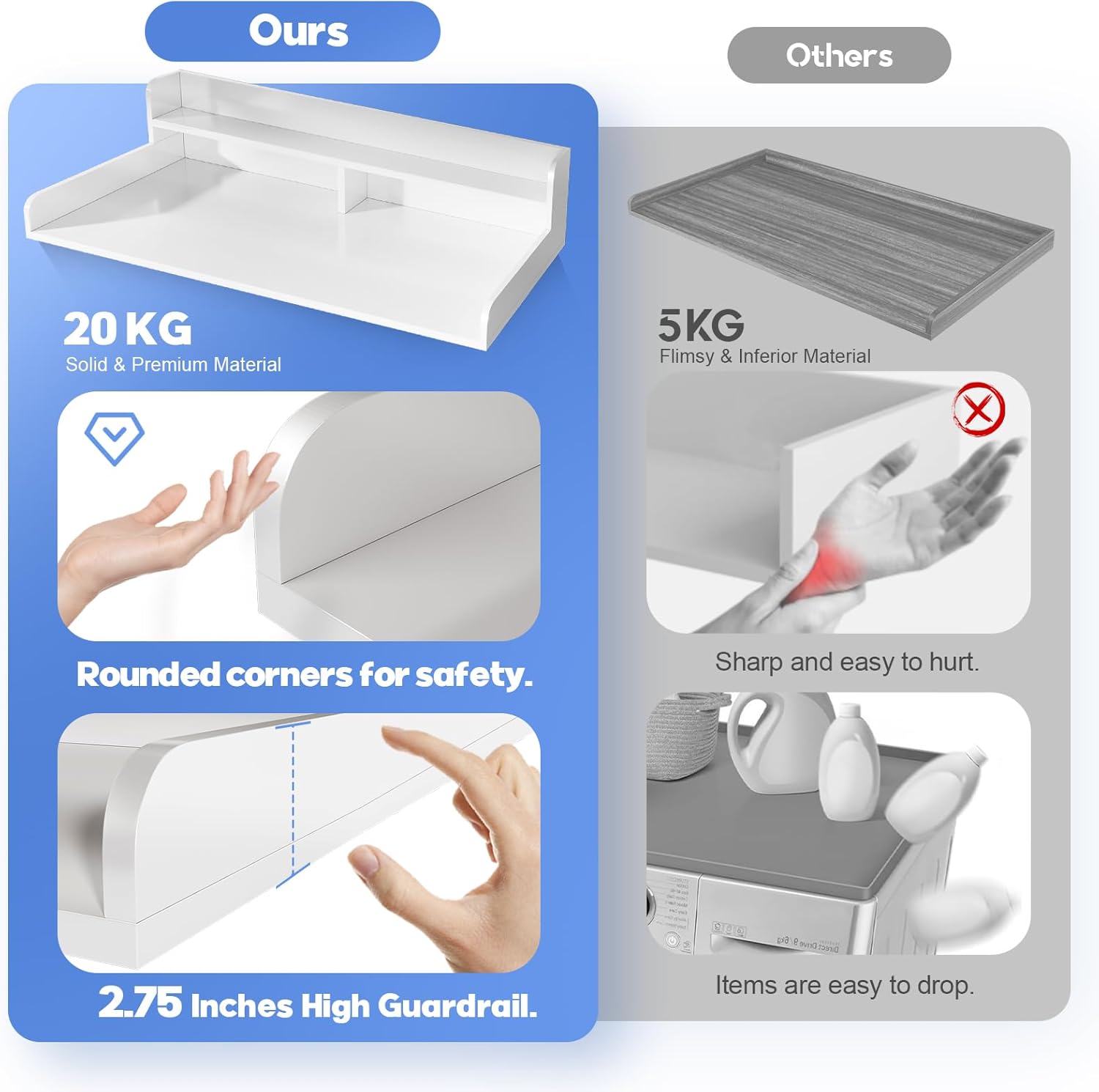 2-Tier Washer and Dryer Countertop with 2.75