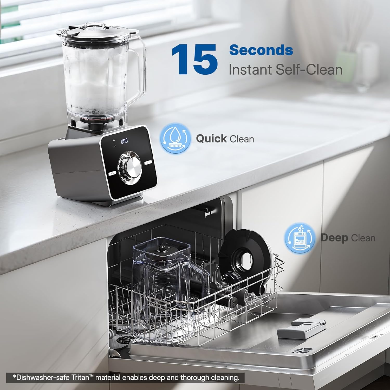 Home Blender, 1400W High-Speed Blender for Ice Crushing Power, Stainless Steel Blades, Kitchen Timer, 10 Speeds, 6 Programs for Smoothies, Frozen Drinks, Self-Cleaning, 64oz Bulk Production