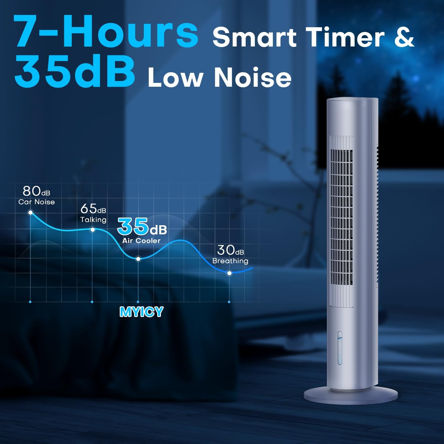 Windowless Air Conditioner Portable, 3 Speeds, 1.2L Water Tank, 3 Ice Packs, 20ft Remote, 7H Timer, No Hose No Window Needed,70° Oscillating Portable AC Unit for Room