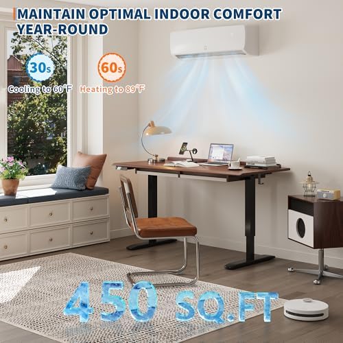 115V Mini Split Air Conditioner 9000 BTU 19 SEER2 Heat Pump, Cools 450 Sq.Ft with Household Plug, 3-in-1 Inverter System for Cooling Heating Dehumidifying, 10ft Line Set for Standard Wall Outlet