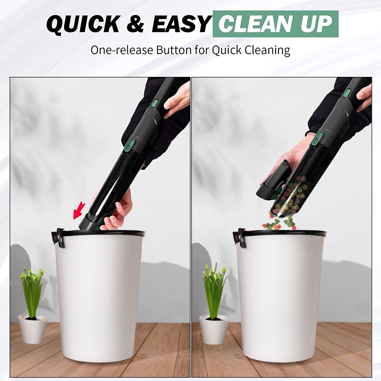 T'Offy Handheld Vacuum Cordless, Vacuum 15KPA Powerful Suction with Fast Charging Dock, Lightweight Portable Cleaner, Rechargeable Vacuum Cleaner for Car Home Hardwood Floor Office and Pet (Grey)