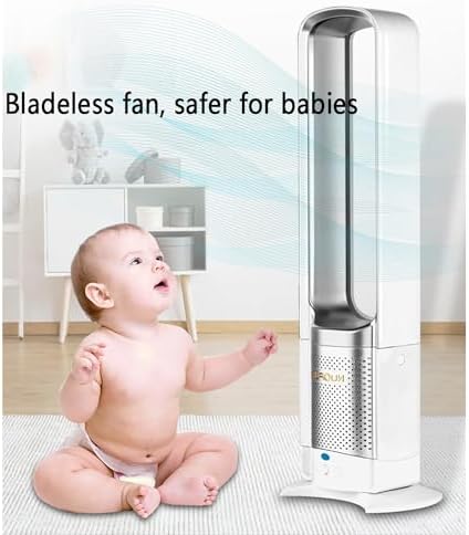 Tower Fan for Bedroom, Bladeless Fan, Oscillating Fan with Remote, Easy to Clean, Bladeless Tower Fan for Bedroom, Kitchen, Office (Air Circulation Fan, air Conditioning Fan)(Gold)