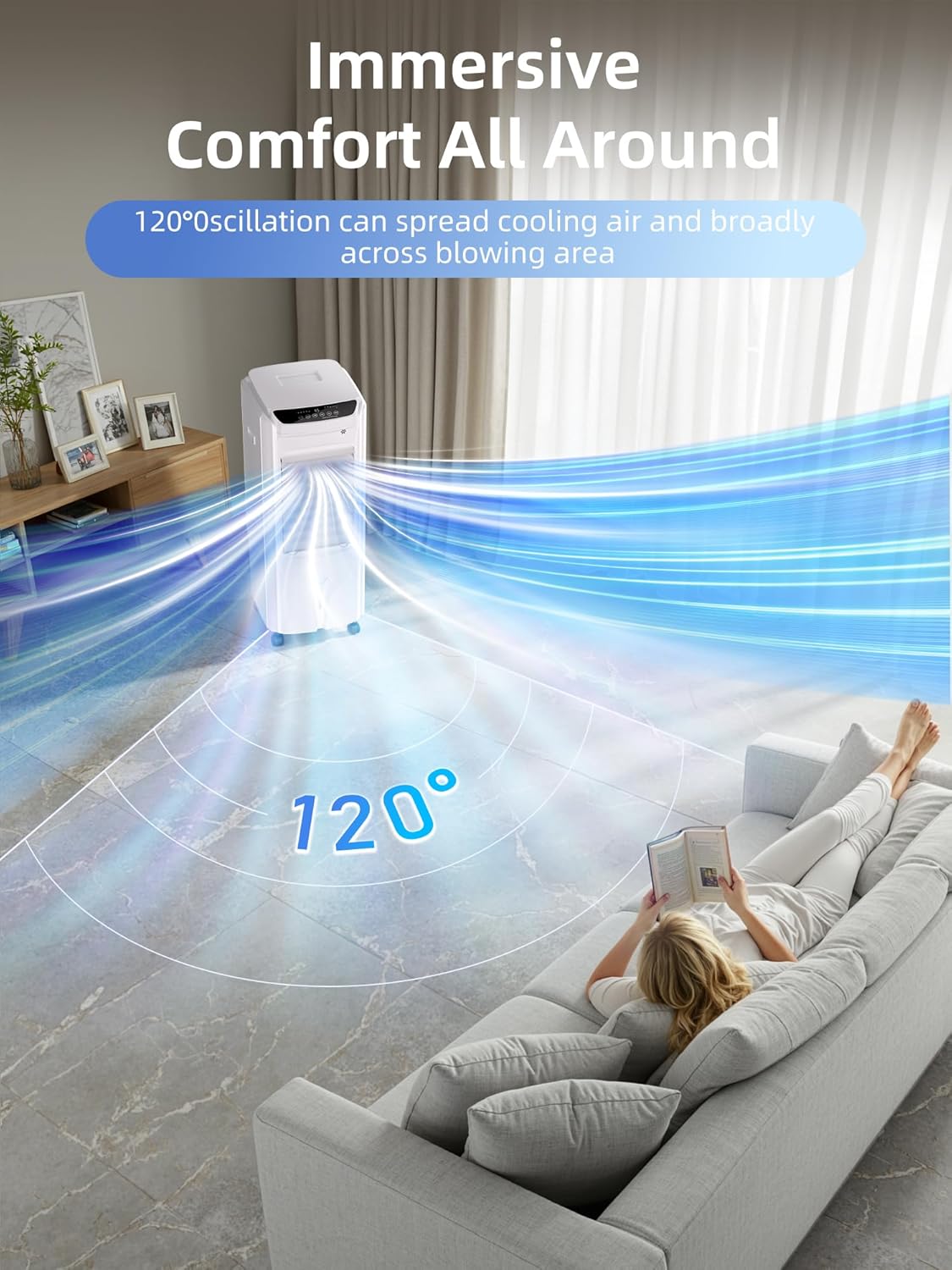 Uthfy Evaporative Air Cooler with 4 Modes, 3 Speed, 4.2 Gal Water Tank, 28