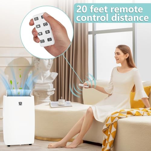 Portable Air Conditioner 12000 BTU, Quiet 52dB Operation, Adjustable Fan Speeds, Room Air Conditioner with Remote Control, Ideal for Home & Office