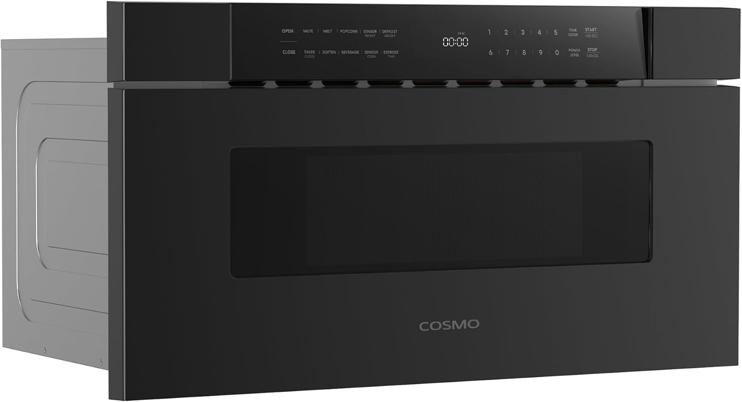 COSMO COS-MWD3012NHBK 30 in. Haven Collection 1.2 cu. ft. Built-in Microwave Drawer, Presets, Touch Controls, Defrosting Rack, Matte Black