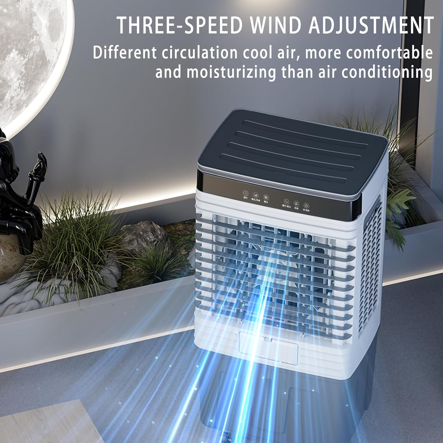 Portable Evaporative Air Cooler 3-Speed Portable Air Conditioner with Large Water Tank - Compact Cooling Fan Energy-Efficient & Quiet Ideal for Office/Home Use Perfect for Summer Heat Relief