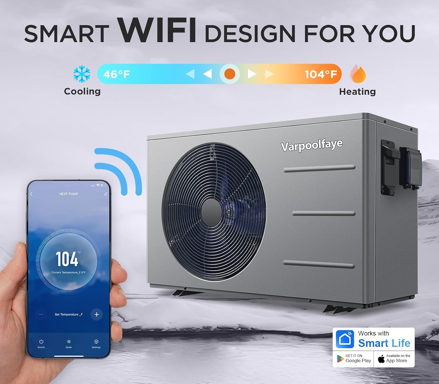 40000 BTU Pool Heater for Above Ground Pool,12000 Gallons Electric Pool Heater for Inground Pool,WiFi Control,Heating and Cooling Pool Heat Pump 220V 60HZ