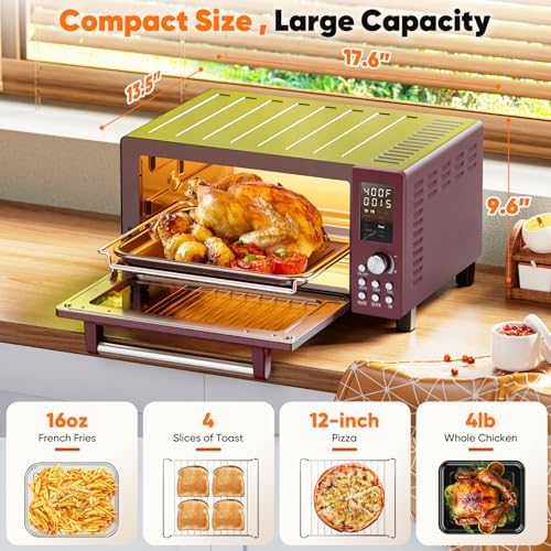 Nuwave Bravo Pro Convection Air Fryer Toaster Oven Combo, 2025 New and Improved, 10-in-1, 50°-450°F Temp Controls, Quick & Even Crisp Technology, 21Qt Capacity, Cinnamon, PFAS Free