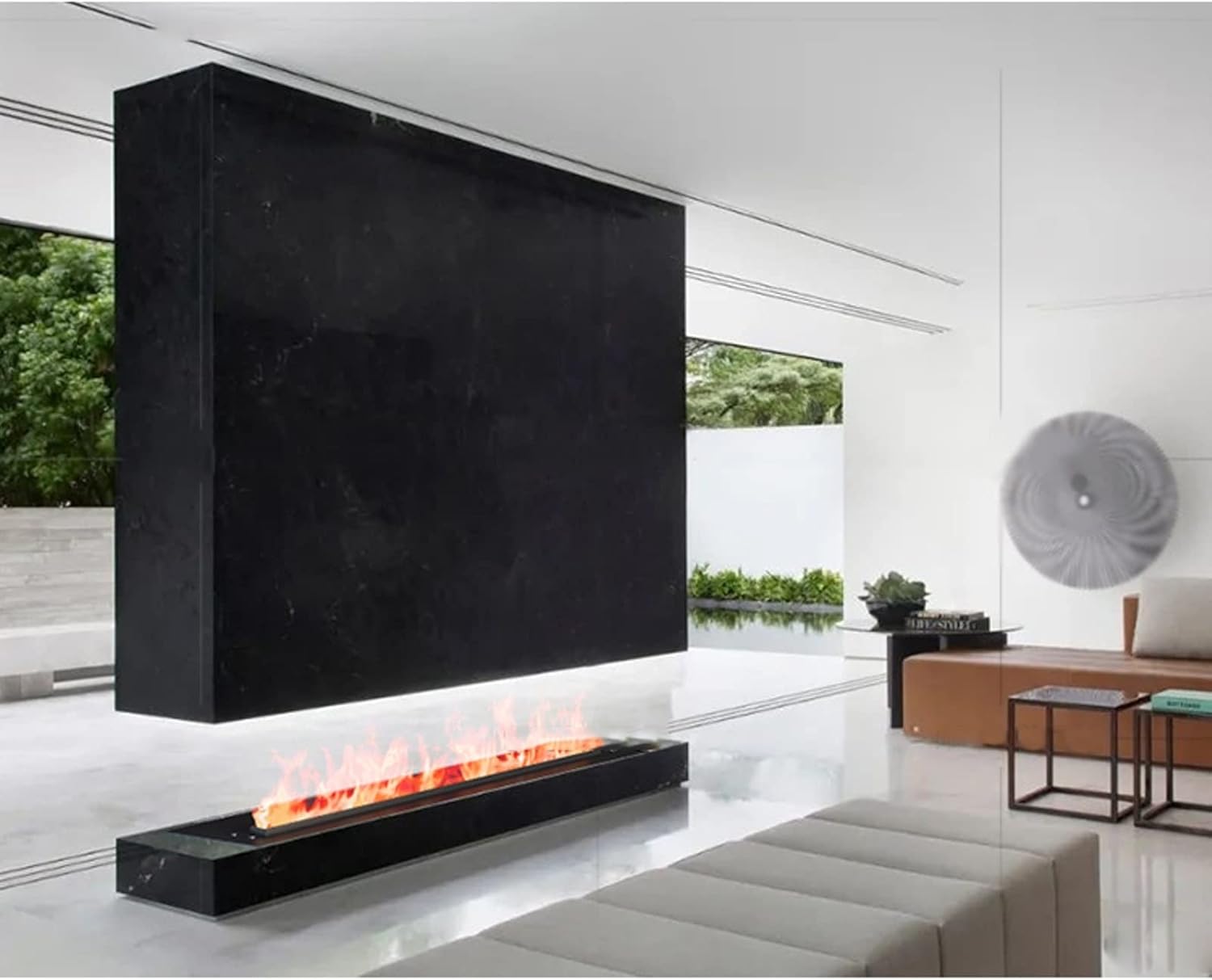 3D Water Vapor Fireplace with Humidifier Flame 200-750W Wall Mounted Fireplace with Adjustable Flame Color and Speed, Remote Control, Smart LCD Touch Screen,(39.3in)