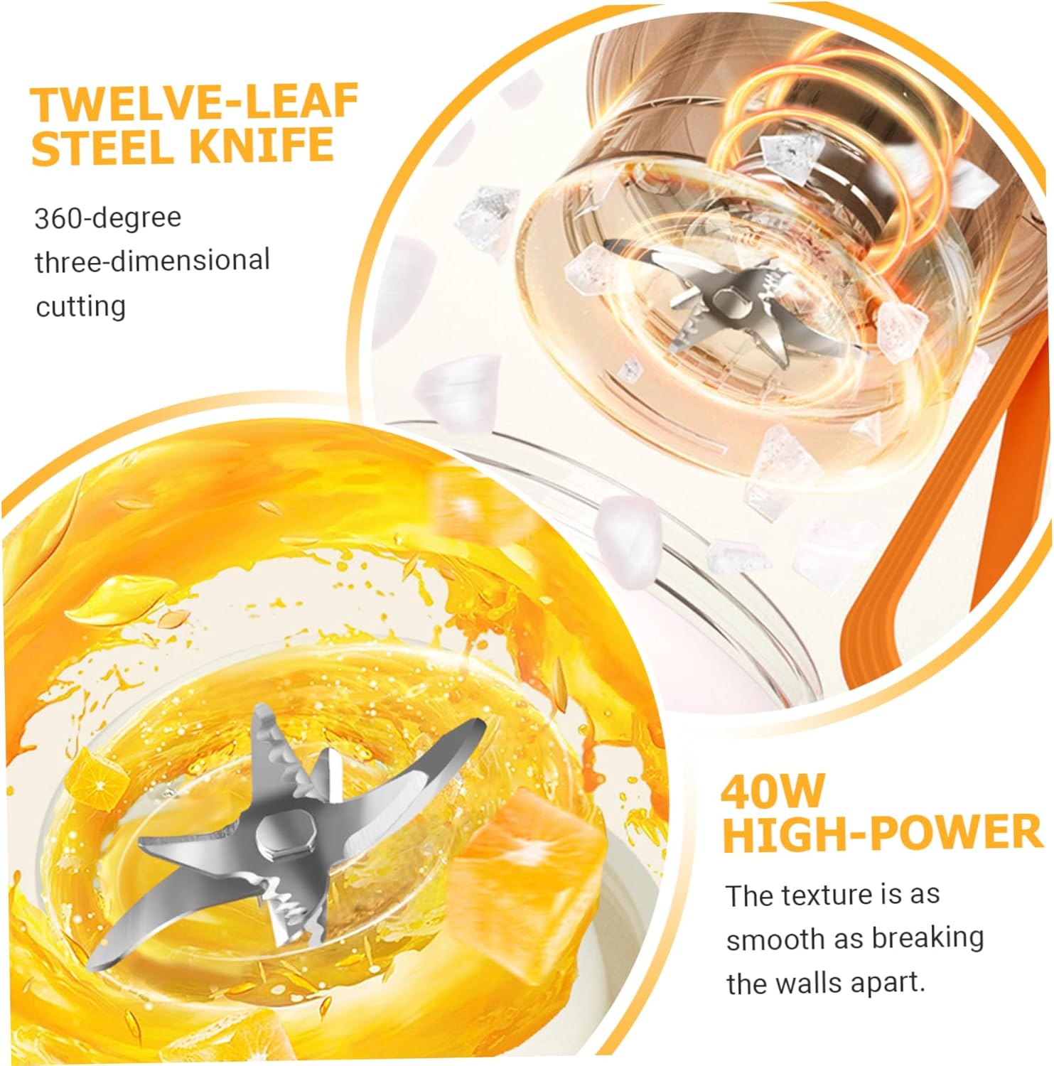 Portable Blender 450ml/15oz, Wireless Fast Blender with Safety Lock & Strap for Juice, for Home Office School Travel