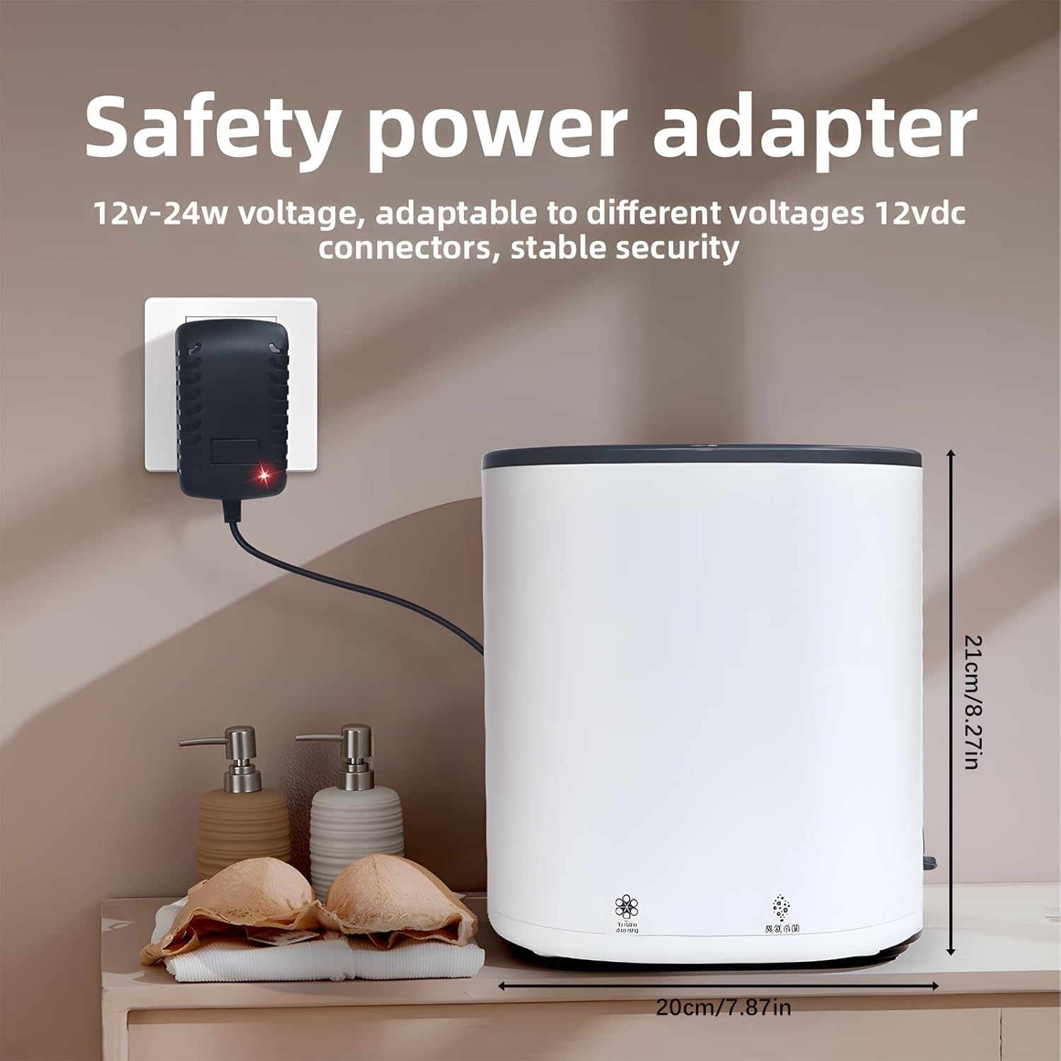 Mini Automatic Underwear Washing Machine, Portable Mini Washing Machine, Deep Cleans Underwear,Baby Clothes,Small Laundry,Automatic Spin Dry,Hot Air Dry,Ozone Deep Clean (White+Ozone, Plug in)